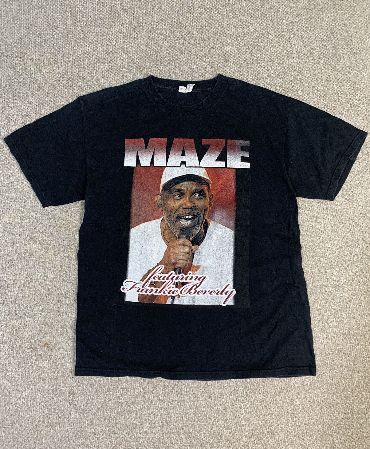 image of Band Tees Maze Featuring Frankie Beverly in Black, Men's (Size Large)