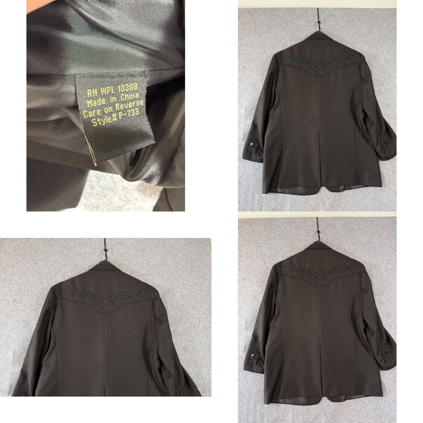 Scully **Western Cowboy Blazer Jacket Mens 46S Black Notch Lapel** User: Western Cowboy Blazer Jacket Mens 46S Black Notch Lapel Size 46R - 8 Thumbnail