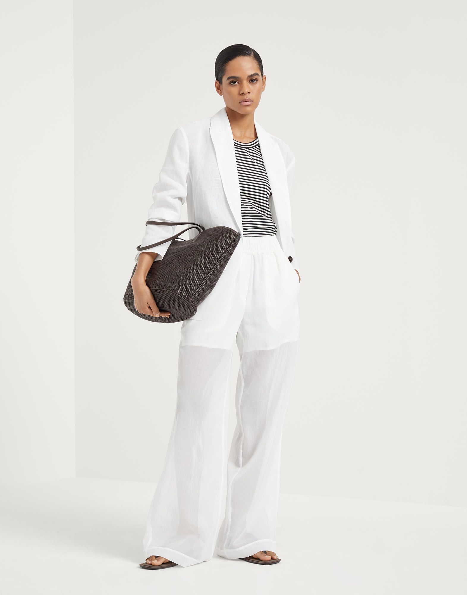 Brunello Cucinelli o1la1rc1a0425 Woven Jacket Wool in Off White Size S / US 4 / IT 40 - 4 Thumbnail
