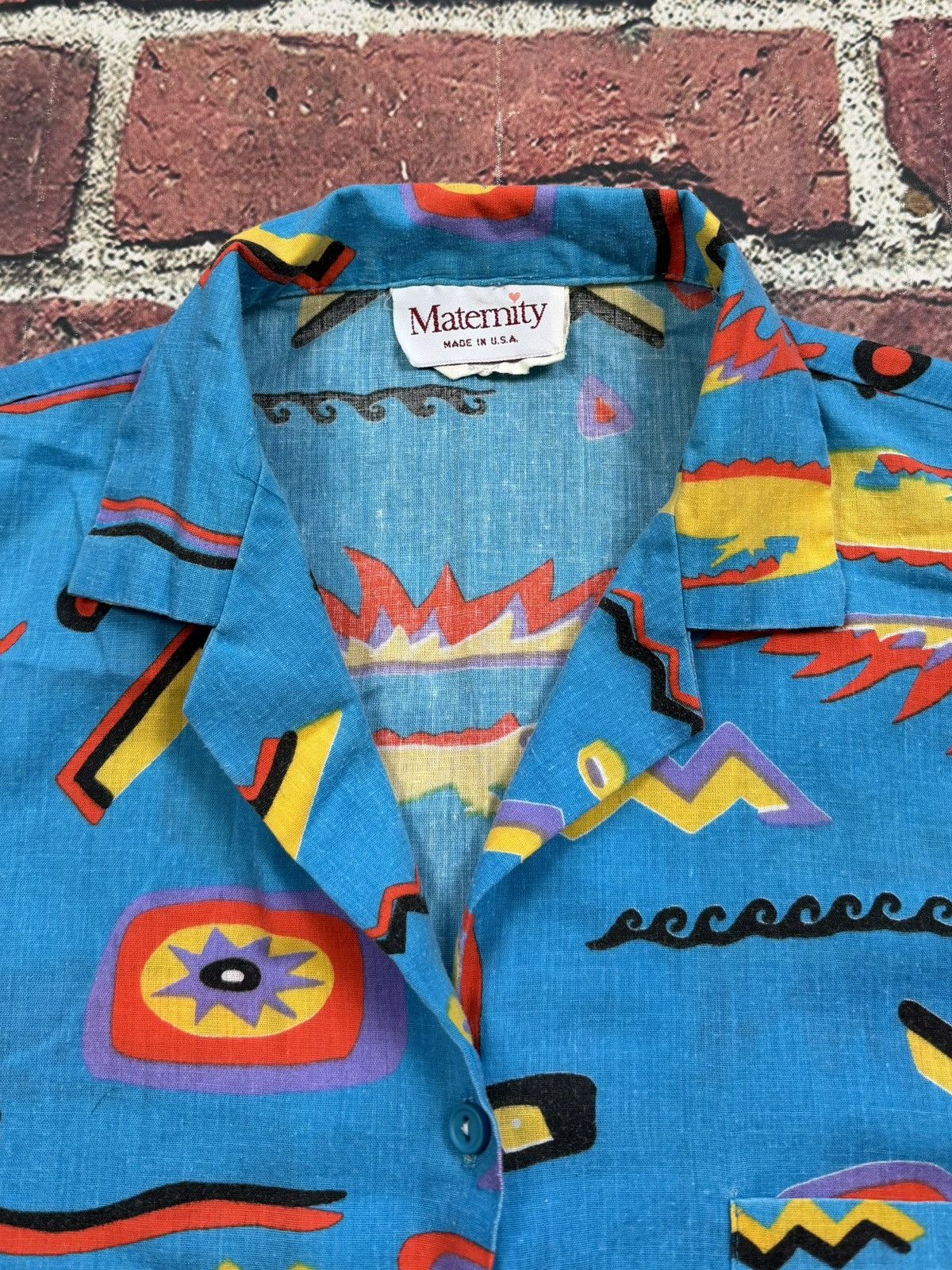 Other Vintage Abstract AOP Shirt Maternity Surf Button Up 80s 90s Size M / US 6-8 / IT 42-44 - 5 Thumbnail
