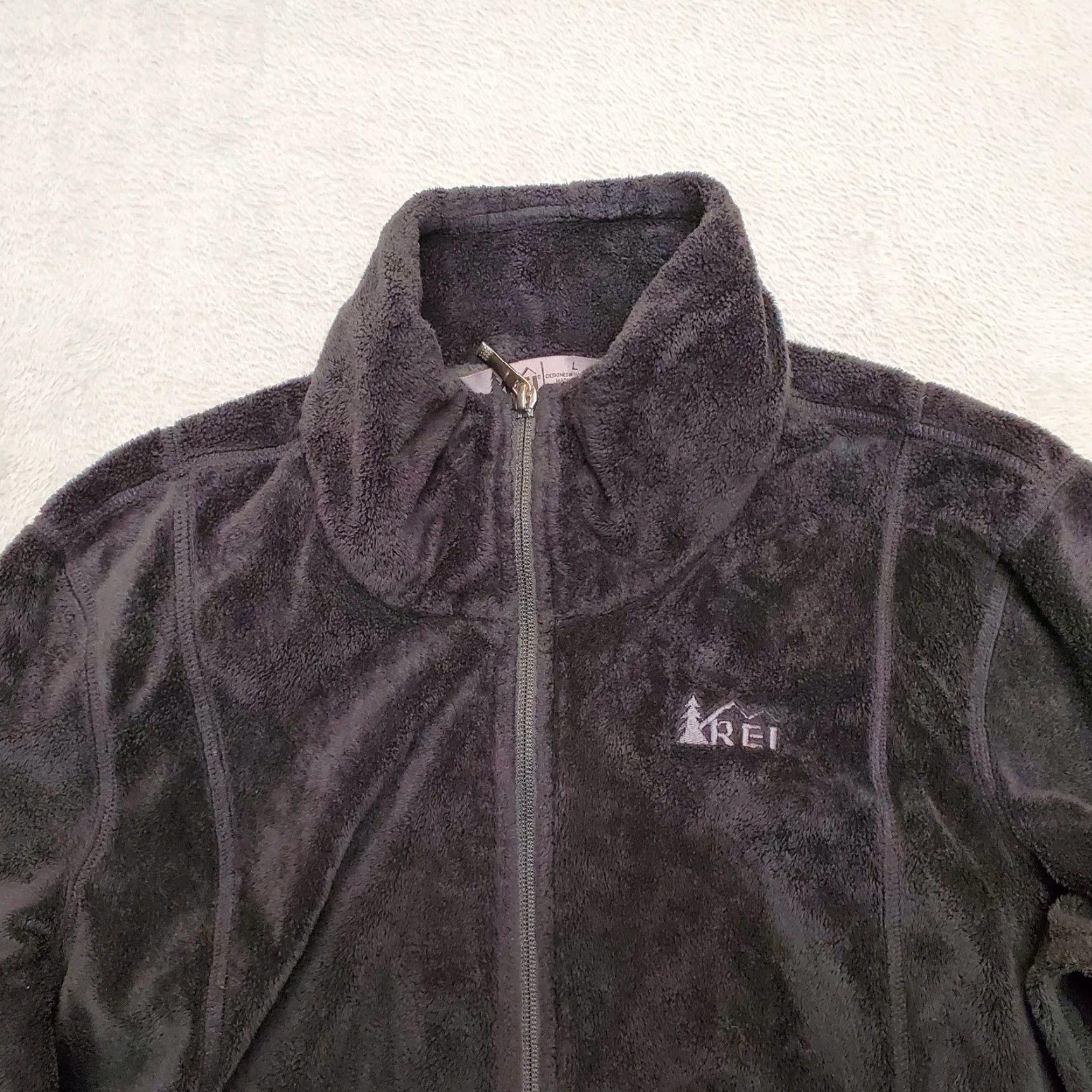 Vintage REI Fleece Jacket Womens Large Black Full Zip Outdoor Casual Jacket Size L Men Blue All Seasons Pockets Zip 100% Polyester Nature Outdoor Size L / US 10 / IT 46 - 3 Thumbnail