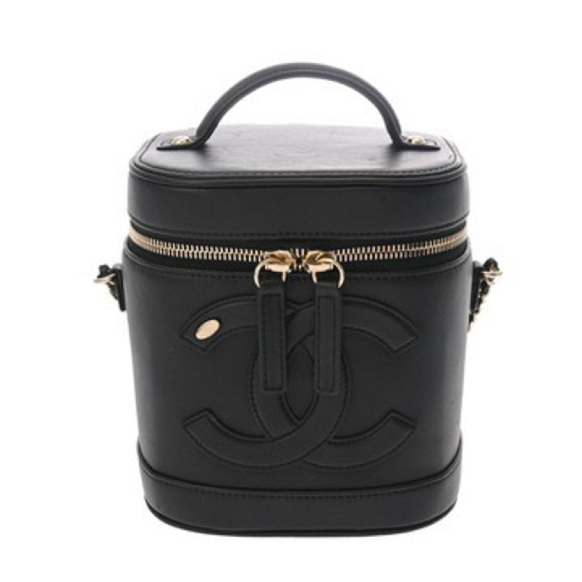 Chanel Vanity 2-Way Chain Shoulder Bag, Black As0323, Women's Lambskin Handbag