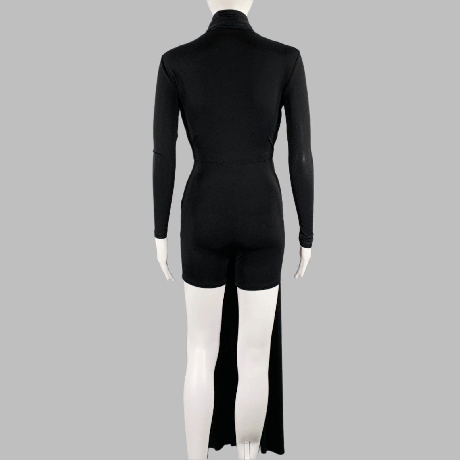 Balenciaga Size 4 Black Viscose Blend Draped Long Sleeve Cocktail Dress Size S / US 4 / IT 40 - 4 Thumbnail