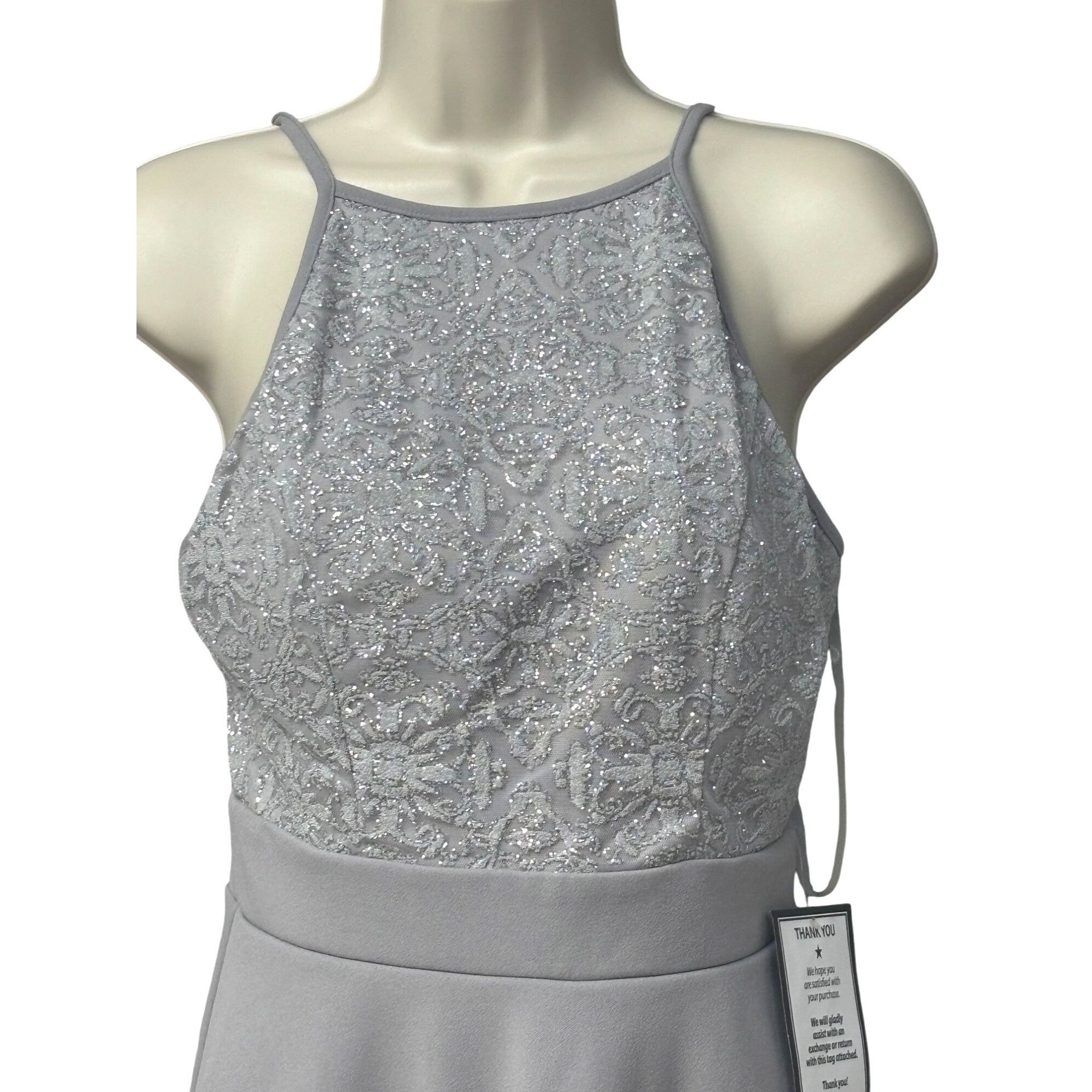 Other Speechless Juniors' Sparkle-Embellished Halter Dress, Gray/S Size ONE SIZE - 5 Thumbnail