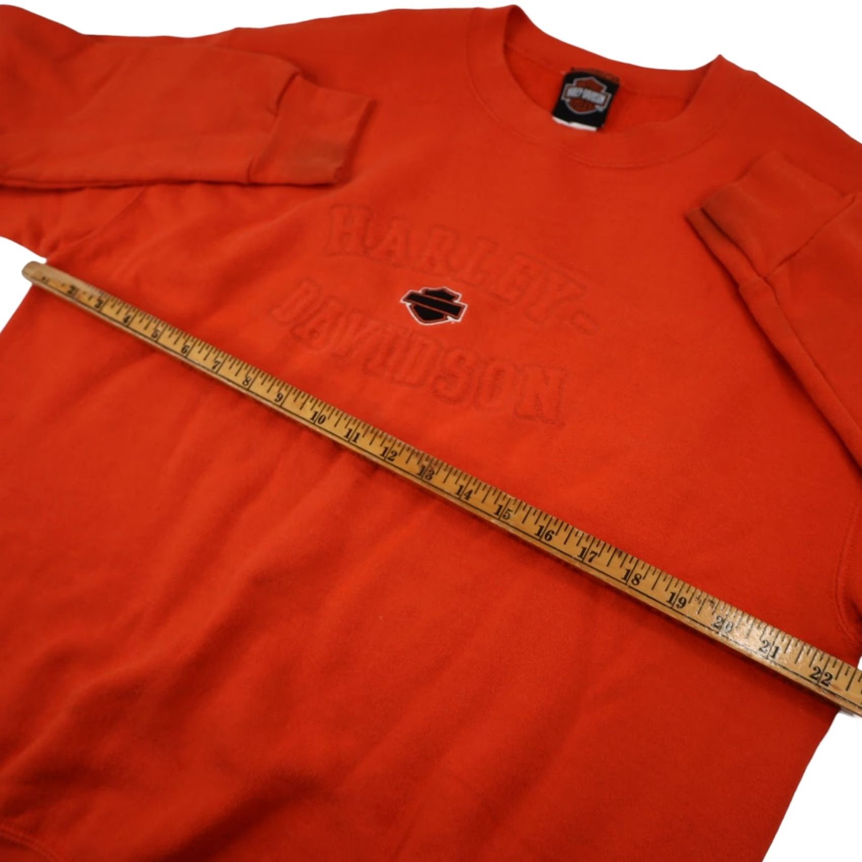 Harley Davidson VINTAGE Harley Davidson Mens XL Embossed Spellout Sweatshirt Orange Size US XL / EU 56 / 4 - 7 Thumbnail