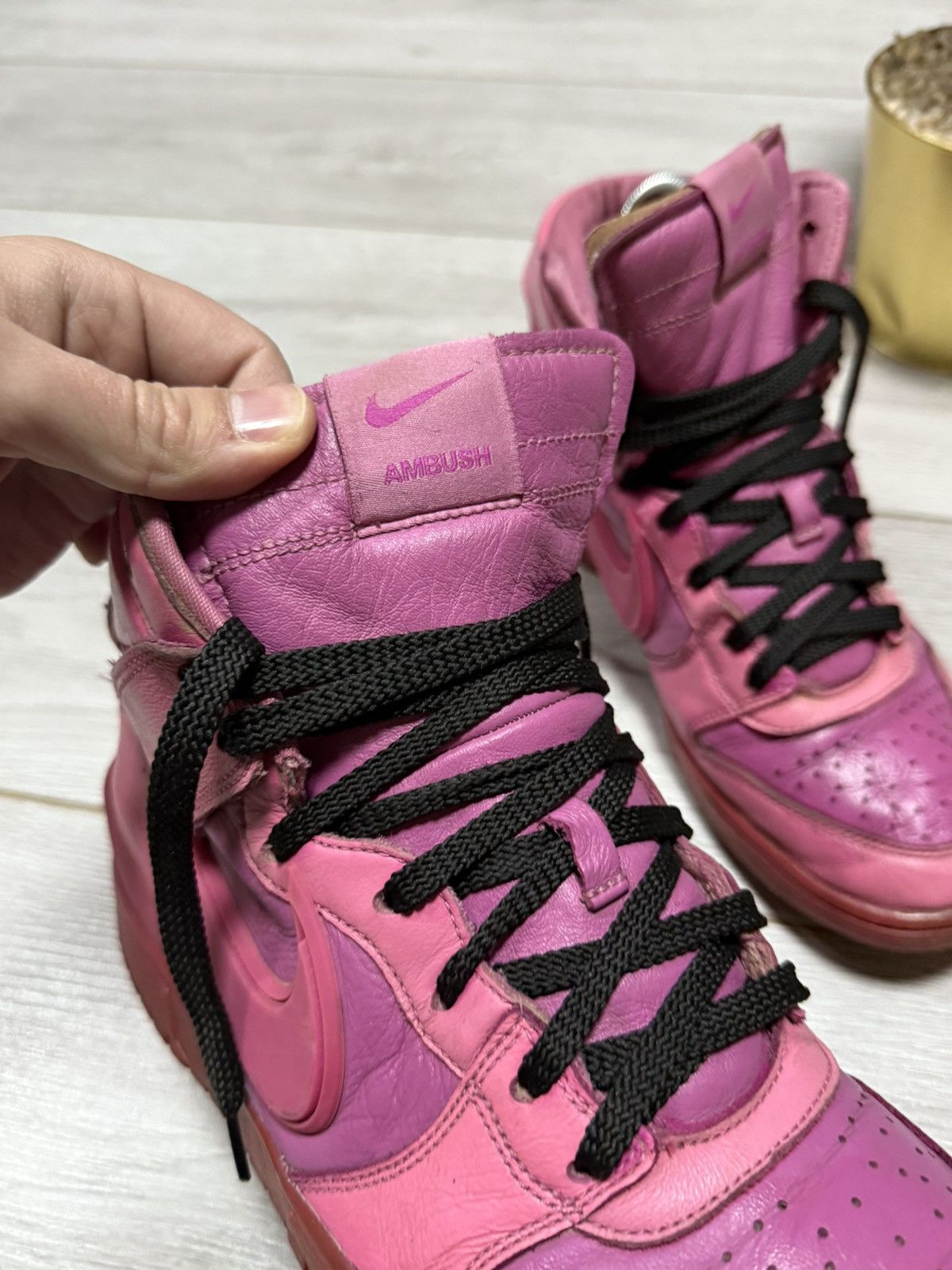 Ambush Design × Nike Nike Dunk x Ambush RARE pink high leather sneakers shoes Size US 8.5 / EU 41-42 - 3 Thumbnail