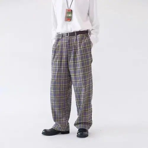 Japanese Brand 20AW Indigo Union Japan Grey Checked Wool Blended Pants Size US 32 / EU 48 - 2 Thumbnail