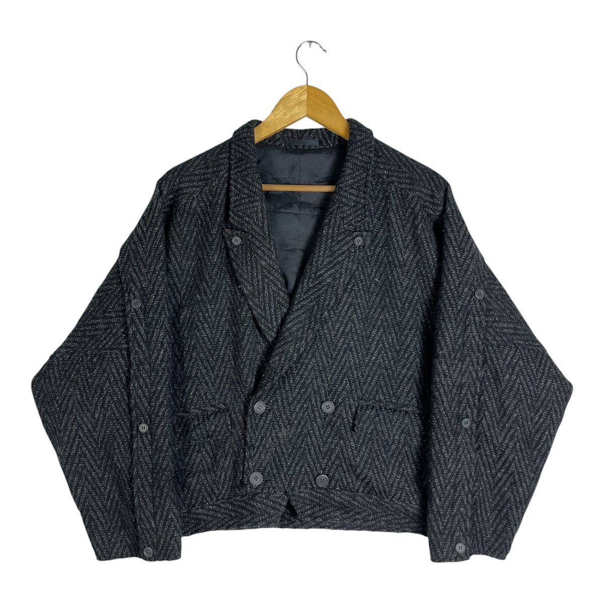 Issey Miyake Issey Miyake Inspired MR-TESSEL Herringbone Wool Bomber Size US M / EU 48-50 / 2 - 1 Thumbnail
