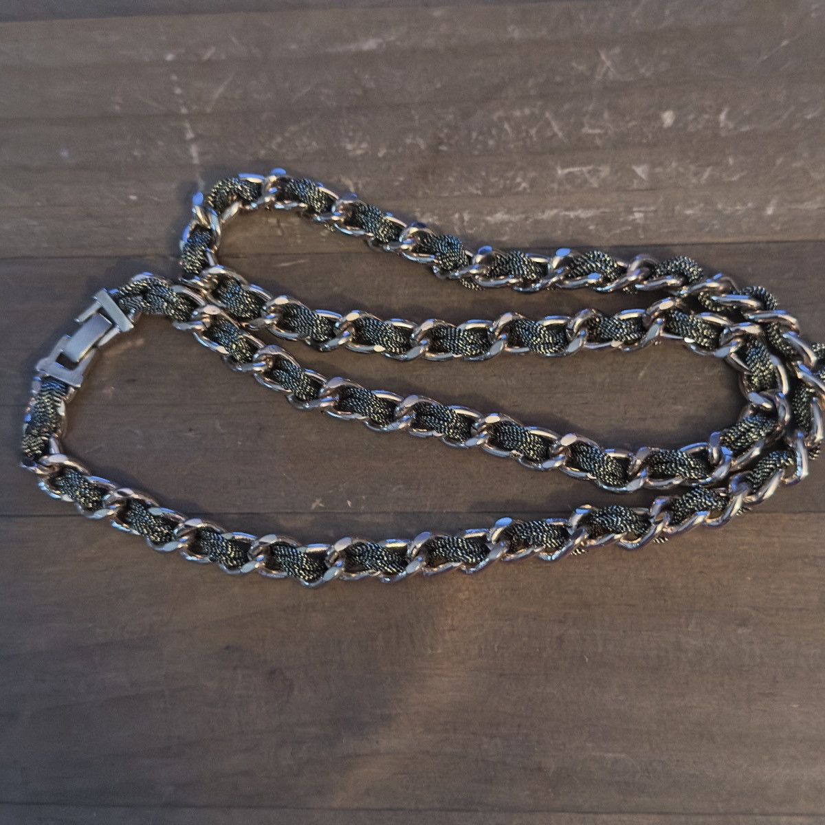 Vintage Vintage gold tone ribbon woven curb link chain necklace Size ONE SIZE - 2 Thumbnail