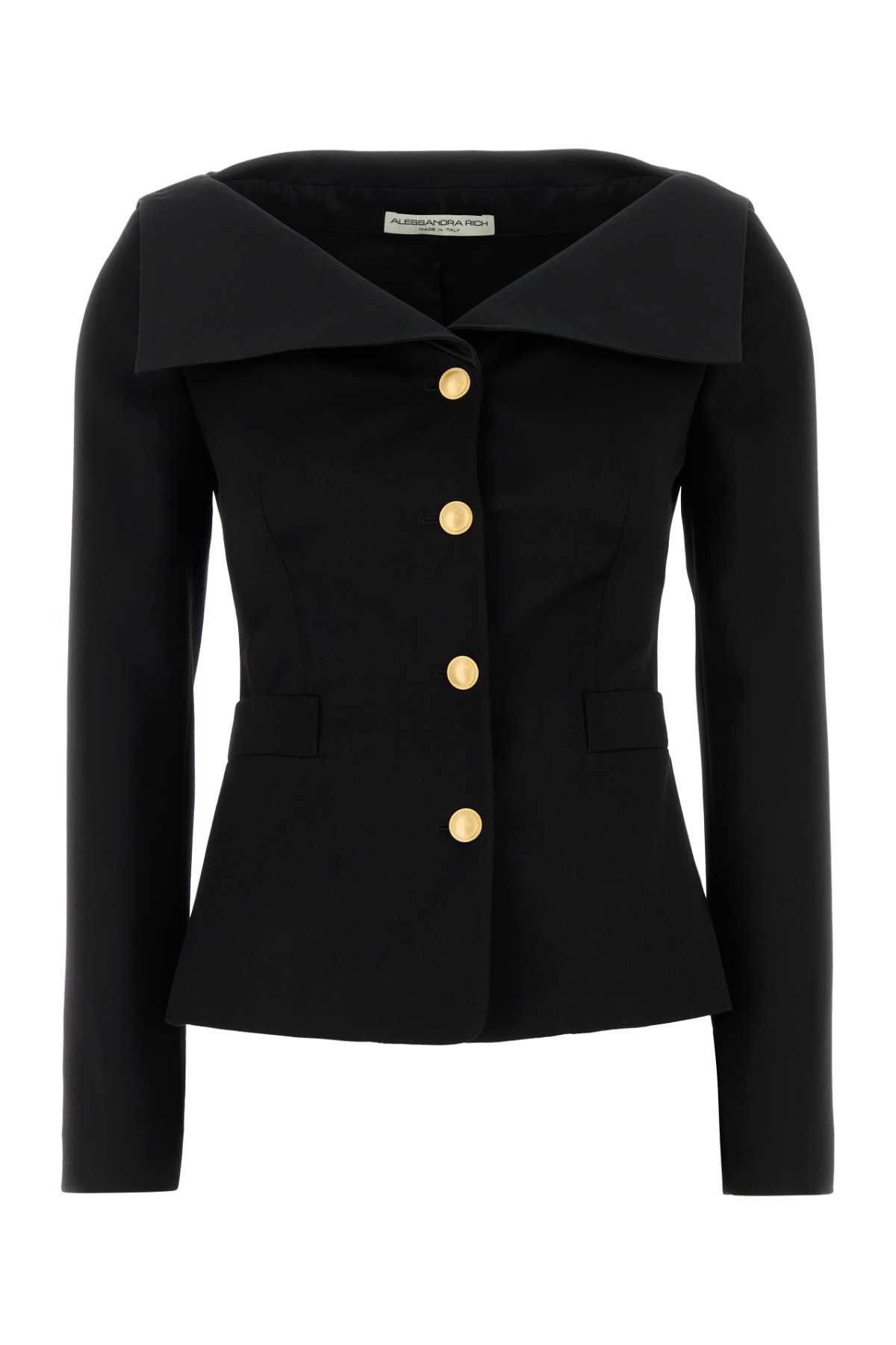 Alessandra Rich Black Wool Blazer Size M / US 6-8 / IT 42-44 - 1 Thumbnail