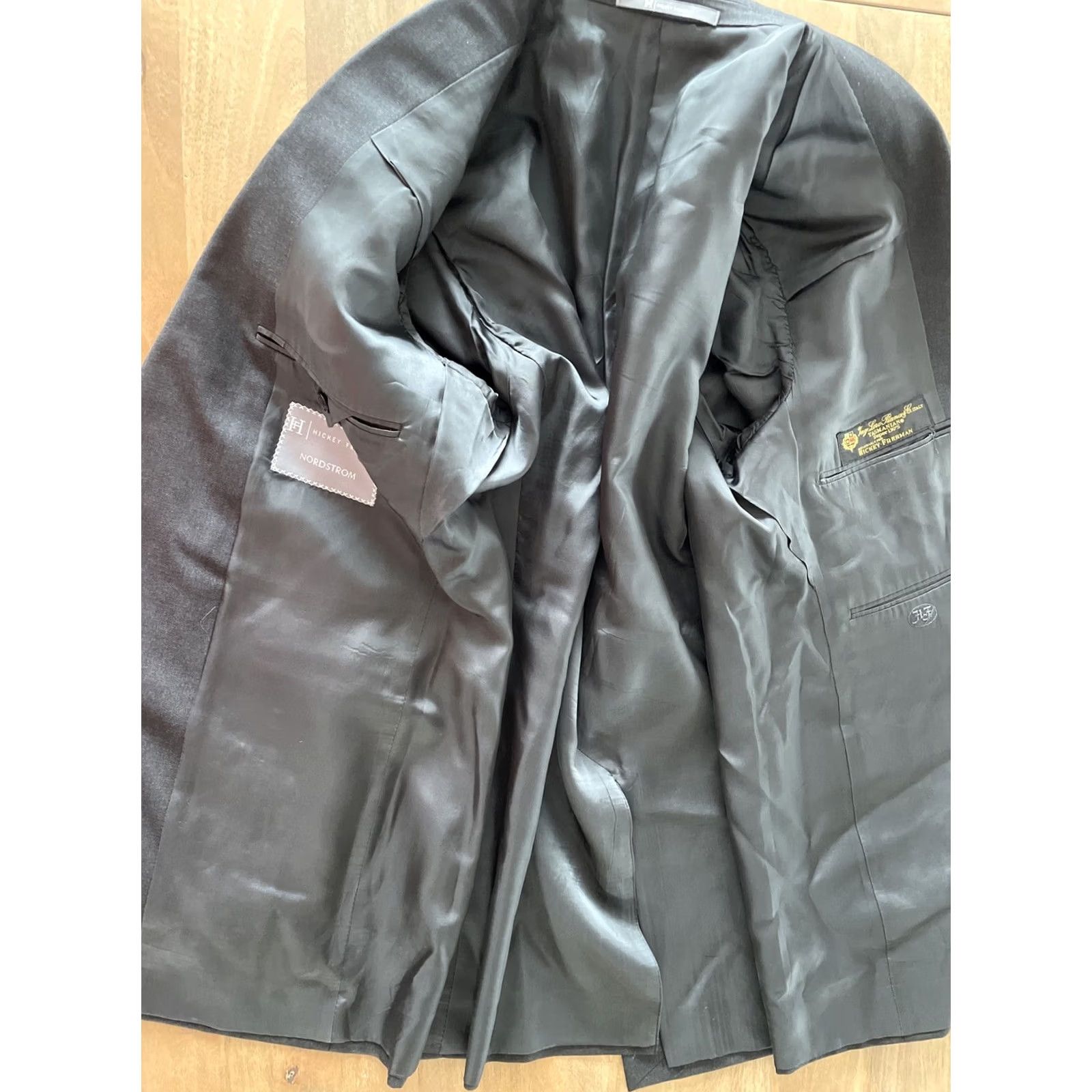 Madison Hickey Freeman Blazer Sport Jacket Coat 40R Dark Gray Wool Mens Size 40R - 6 Thumbnail