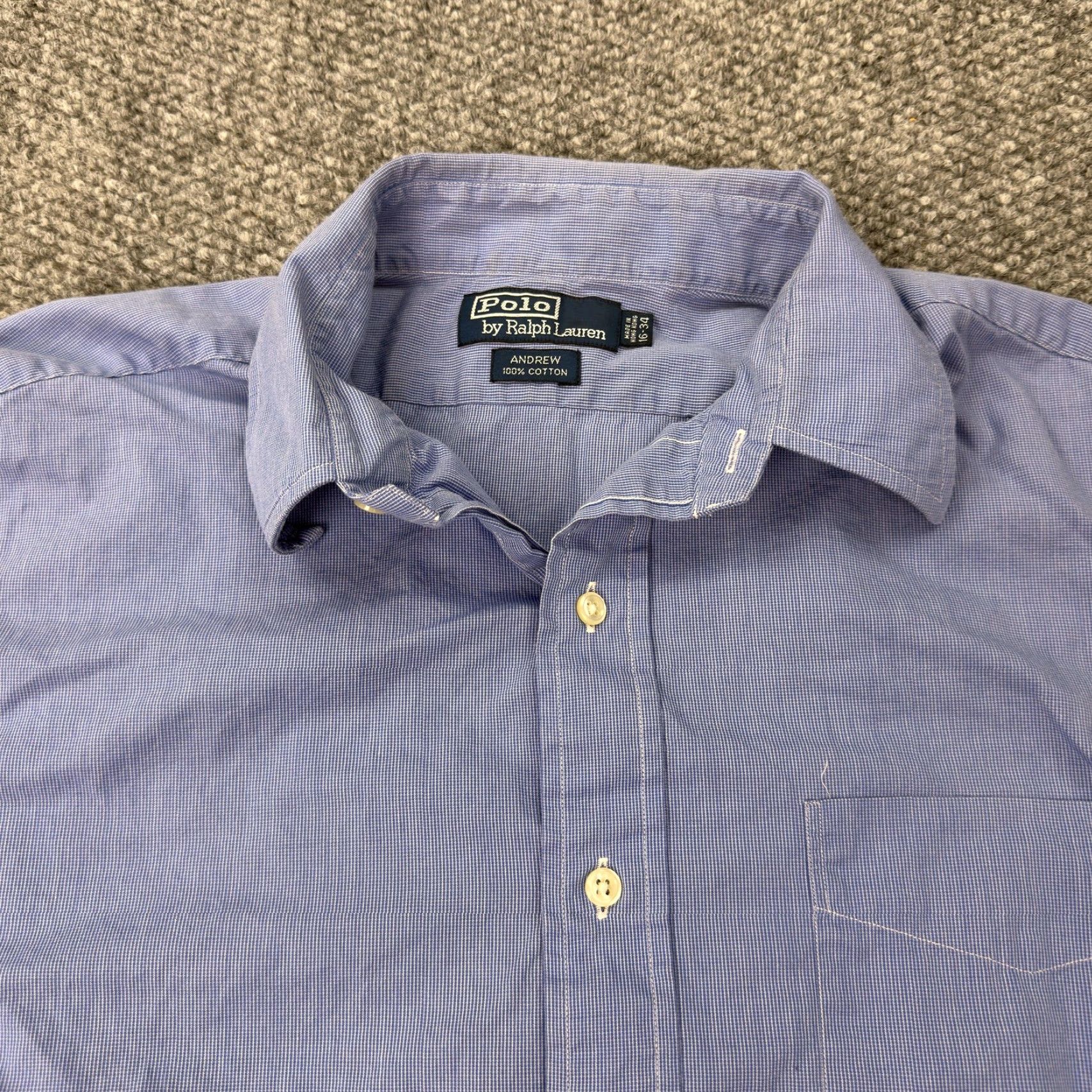 Polo Ralph Lauren VINTAGE Polo Ralph Lauren Shirt Men 16 Dress Shirt Blue Gingham 34/35 90s Mens Open Collar Size US L / EU 52-54 / 3 - 3 Thumbnail