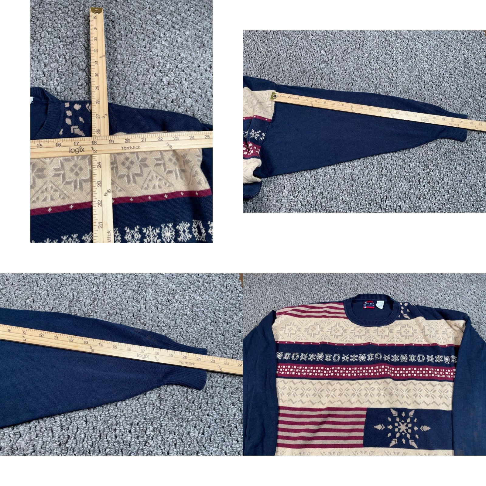 Bugle Boy VINTAGE Bugle Boy Sweater Men XL Blue American Flag Snowflake Pattern Lightweight Cotton Crew Neck Oversized Pullover Retro Size US XL / EU 56 / 4 - 8 Thumbnail
