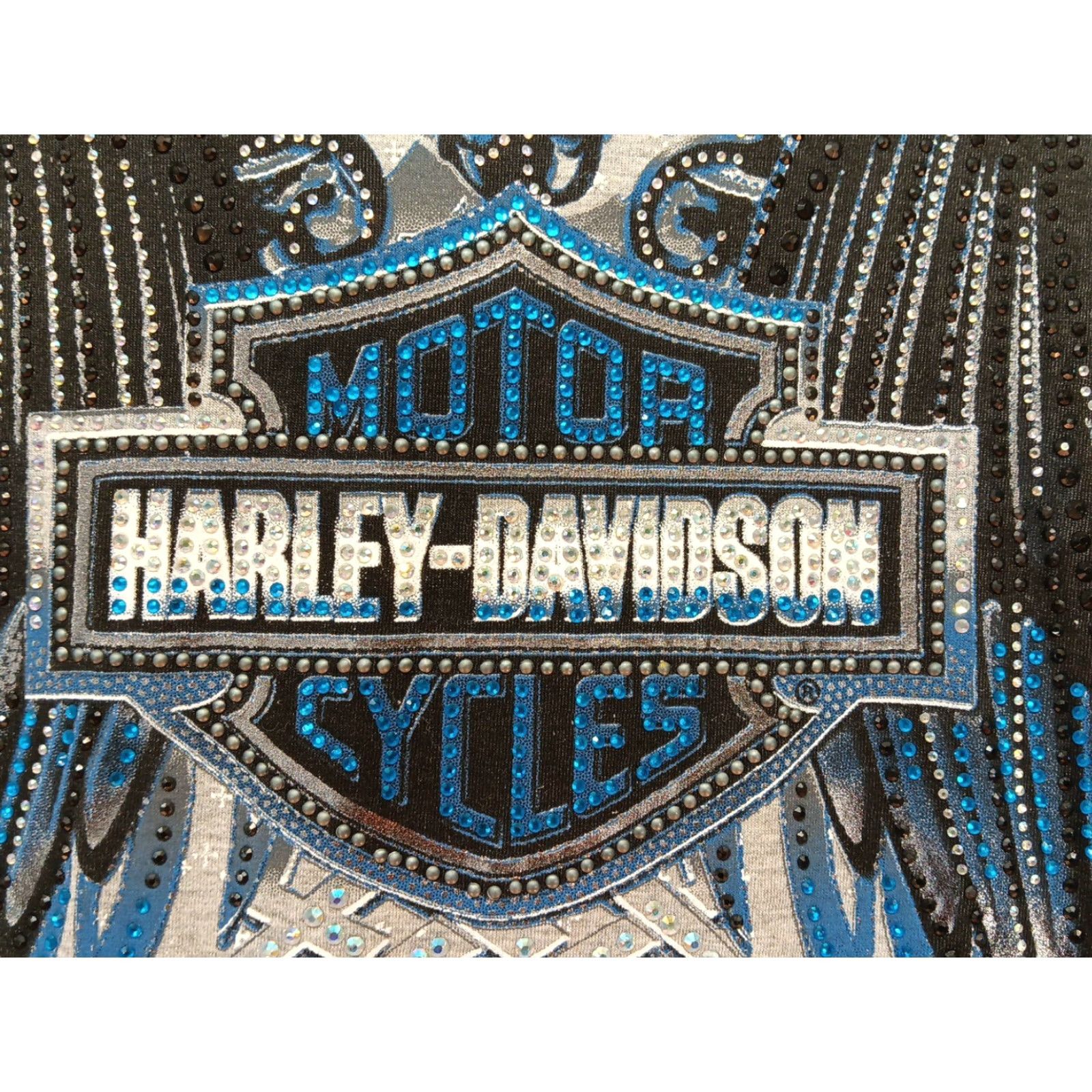 Harley Davidson Harley-Davidson Rhinestone Cowl Neck Shirt Women's Small Gray Long Sleeve GUC Size S / US 4 / IT 40 - 3 Thumbnail