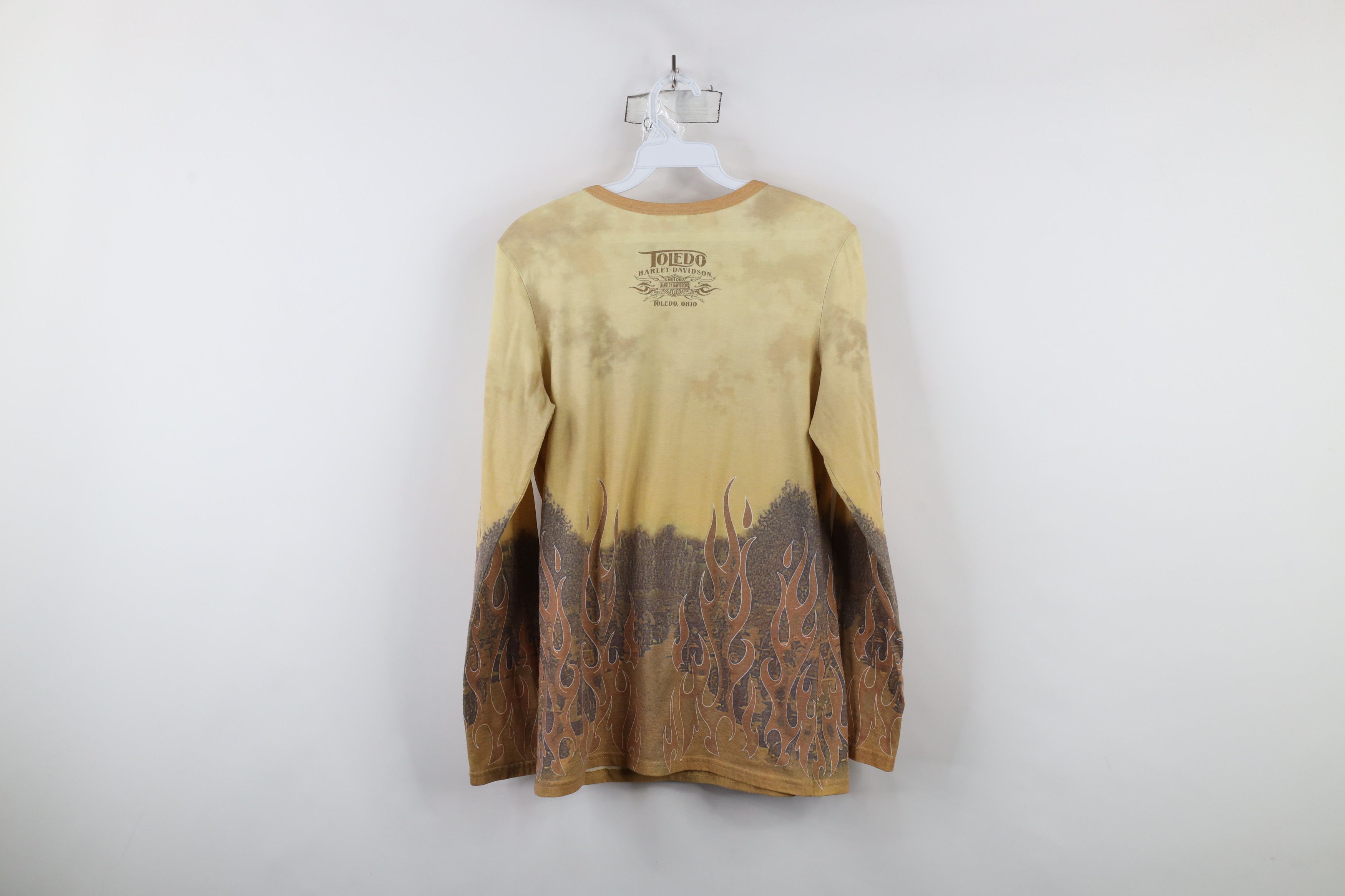 Harley Davidson × Vintage Vintage Y2K Harley Davidson Flames All Over Print T-Shirt Size M / US 6-8 / IT 42-44 - 12 Thumbnail
