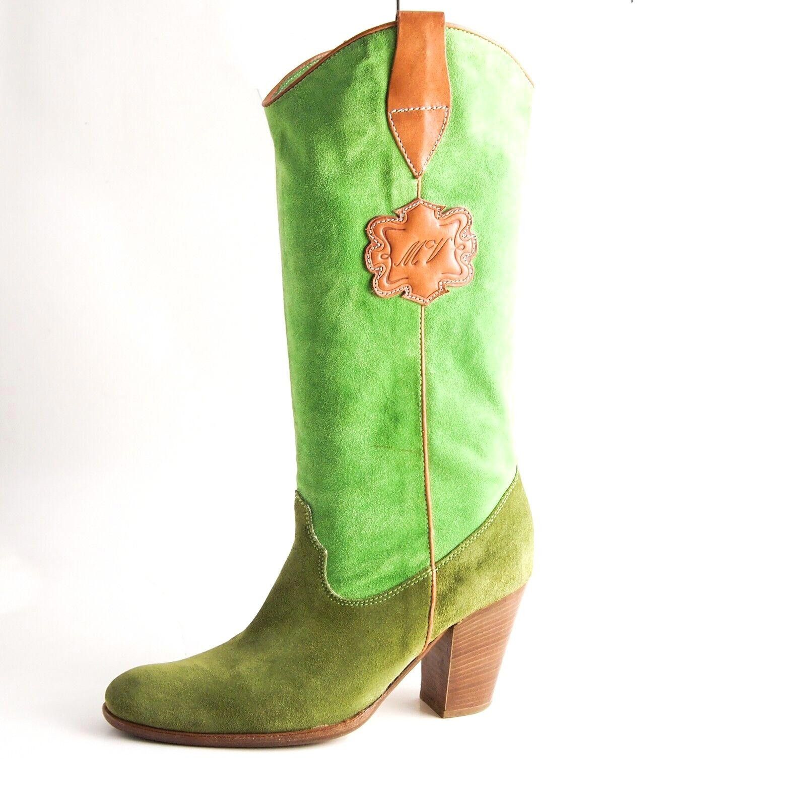 Designer Mauro Volponi Western Boots Green Suede US 9 EU 39 Size US 9 / IT 39 - 1 Thumbnail