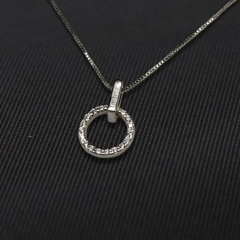 Other Circle Pendant Necklace Micro Paved 925 Sterling Silver NWT Size ONE SIZE - 2 Thumbnail