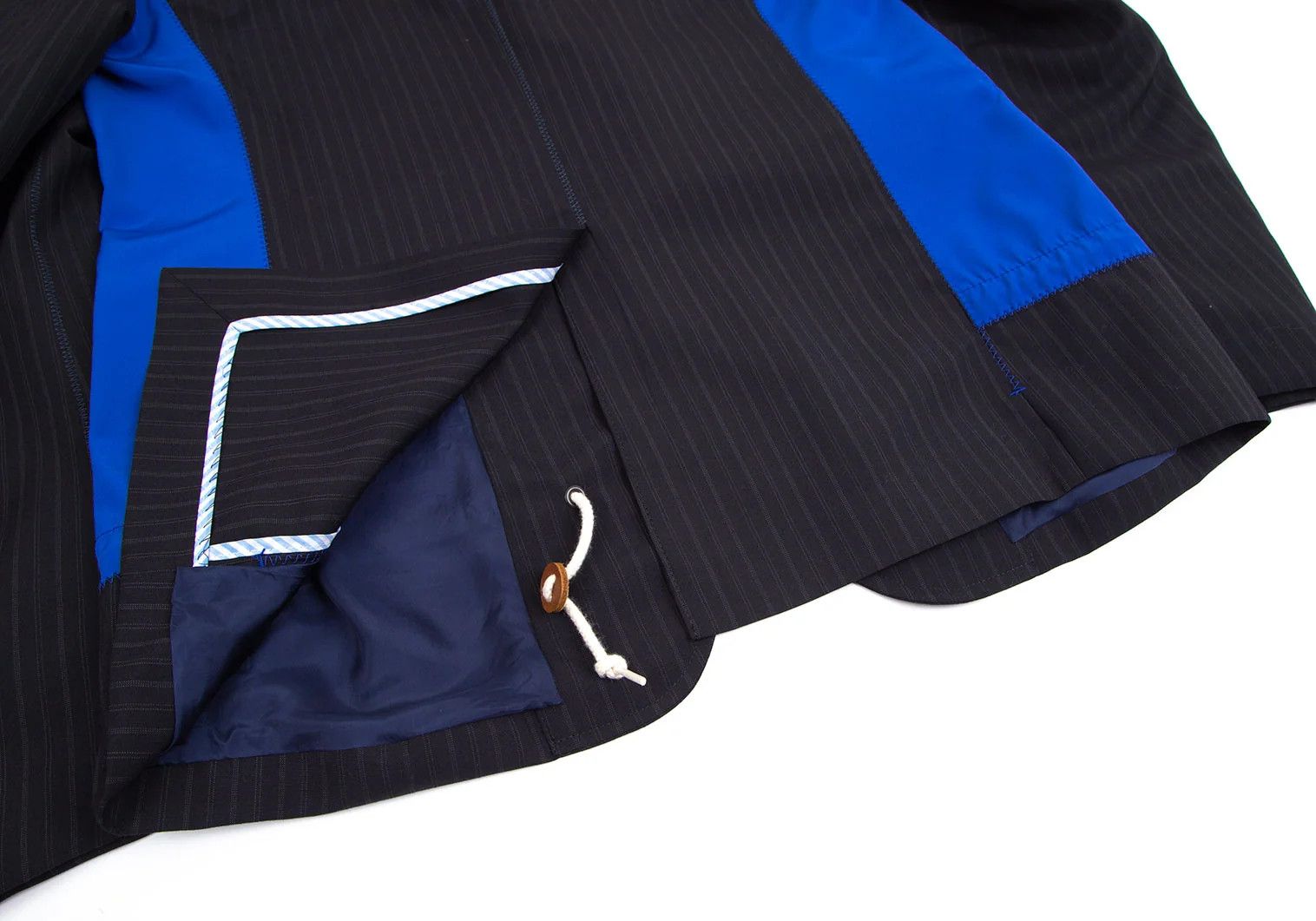 Junya Watanabe Front Mixed Material Stripe Jacket in Blue Black, Size M Size US M / EU 48-50 / 2 - 15 Thumbnail