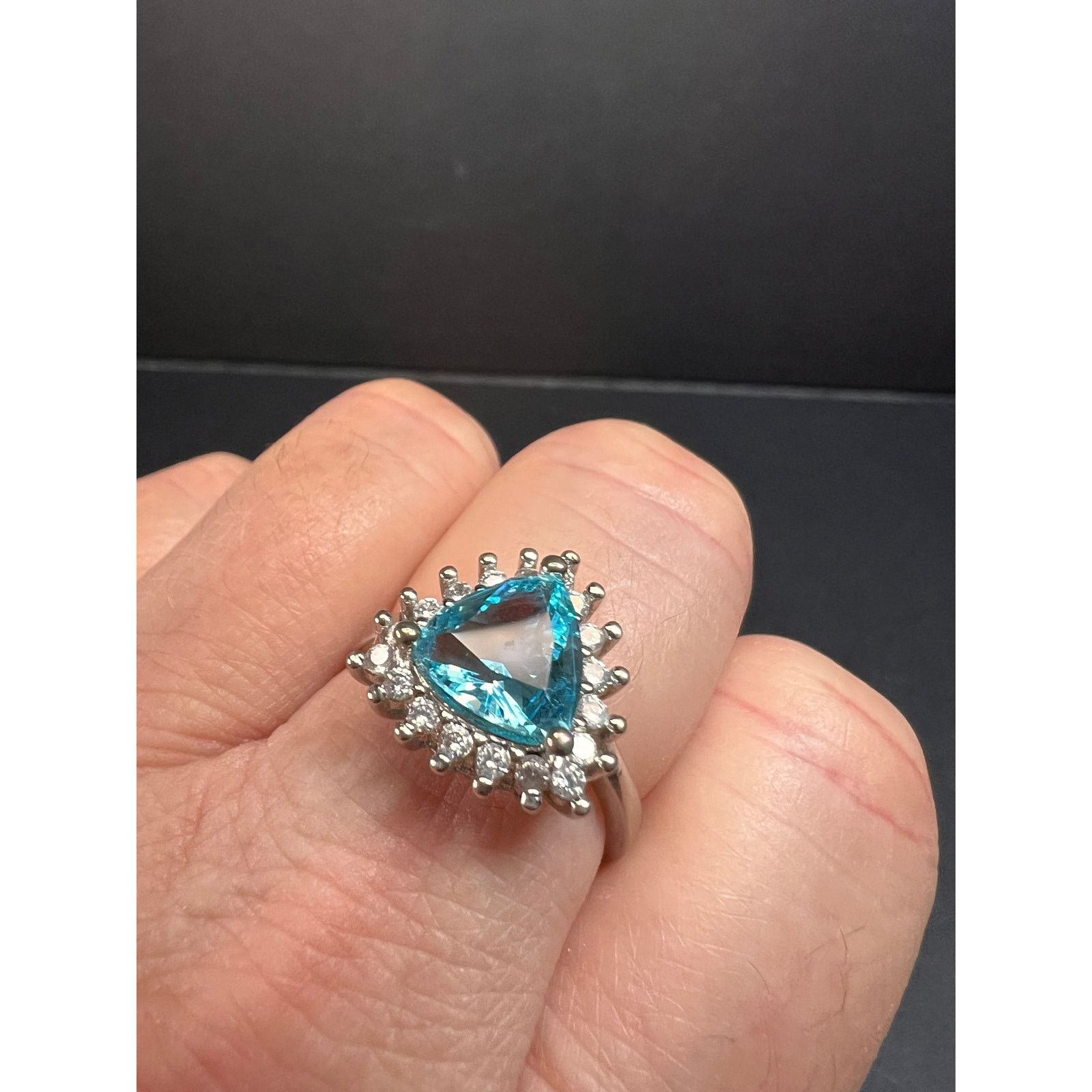 Other Sky blue trillium CZ halo sterling silver ring size 9 Size ONE SIZE - 5 Thumbnail