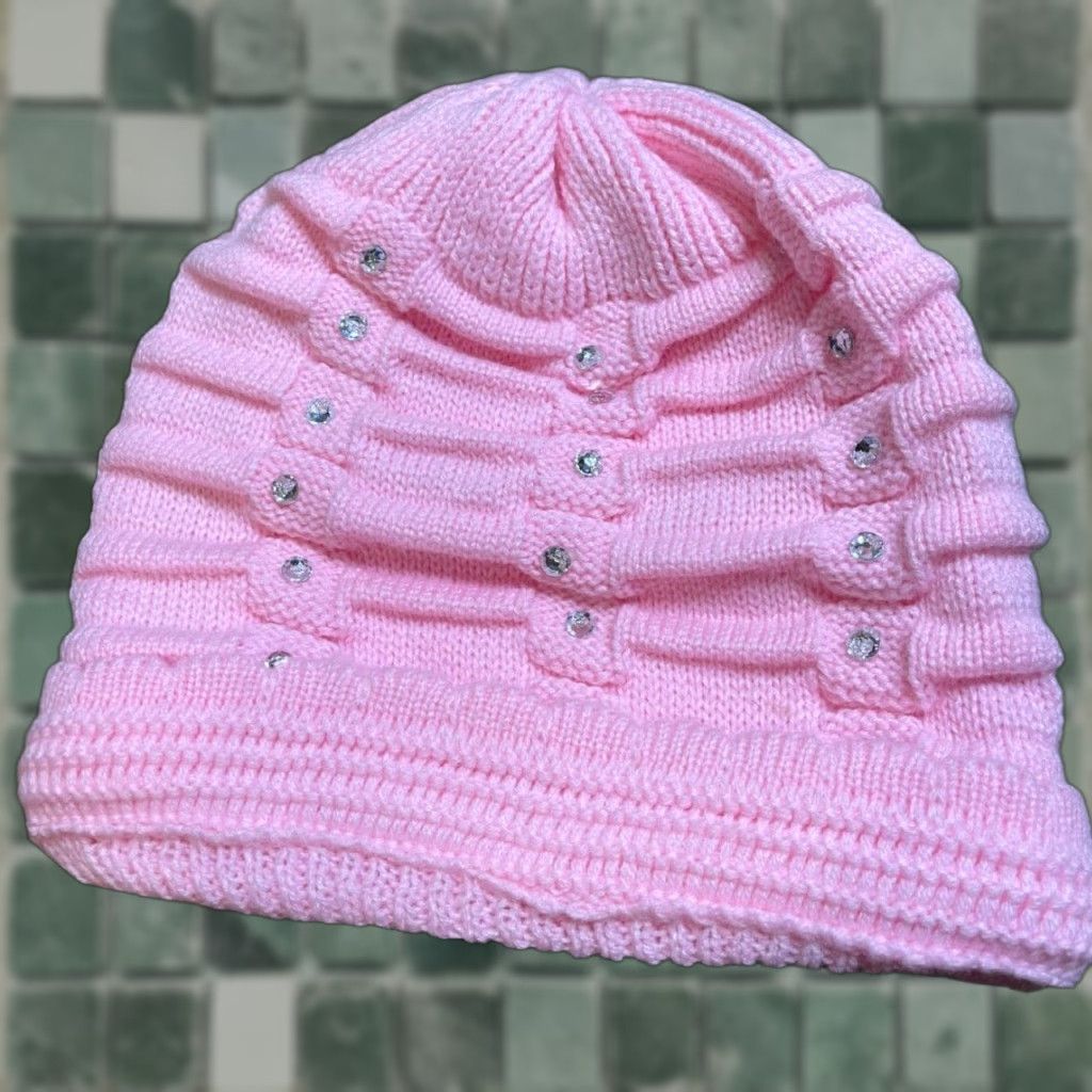 Pinko Milani Beanie Hat Pink Womens Embellished Rhinestones Size ONE SIZE - 1 Thumbnail