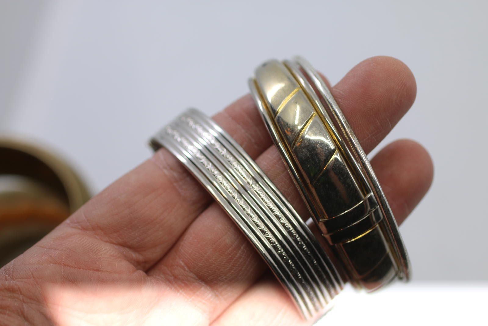 The Unbranded Brand Set of 3 Vintage Silver Engraved Multi Band Hinged Bangle Size ONE SIZE - 12 Thumbnail