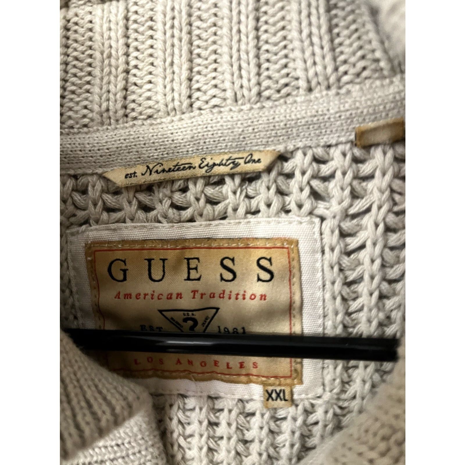 Guess GUESS Jacket Beige XXL White Smoke Cotton Button Sweater Mens Size US XXL / EU 58 / 5 - 2 Thumbnail