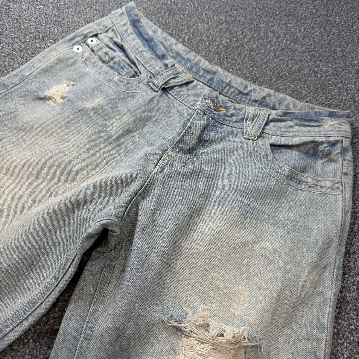 Hysteric Glamour Japanese Avant Garde Riche Glamour Wideleg Distressed Jeans Size 30" / US 8 / IT 44 - 3 Thumbnail