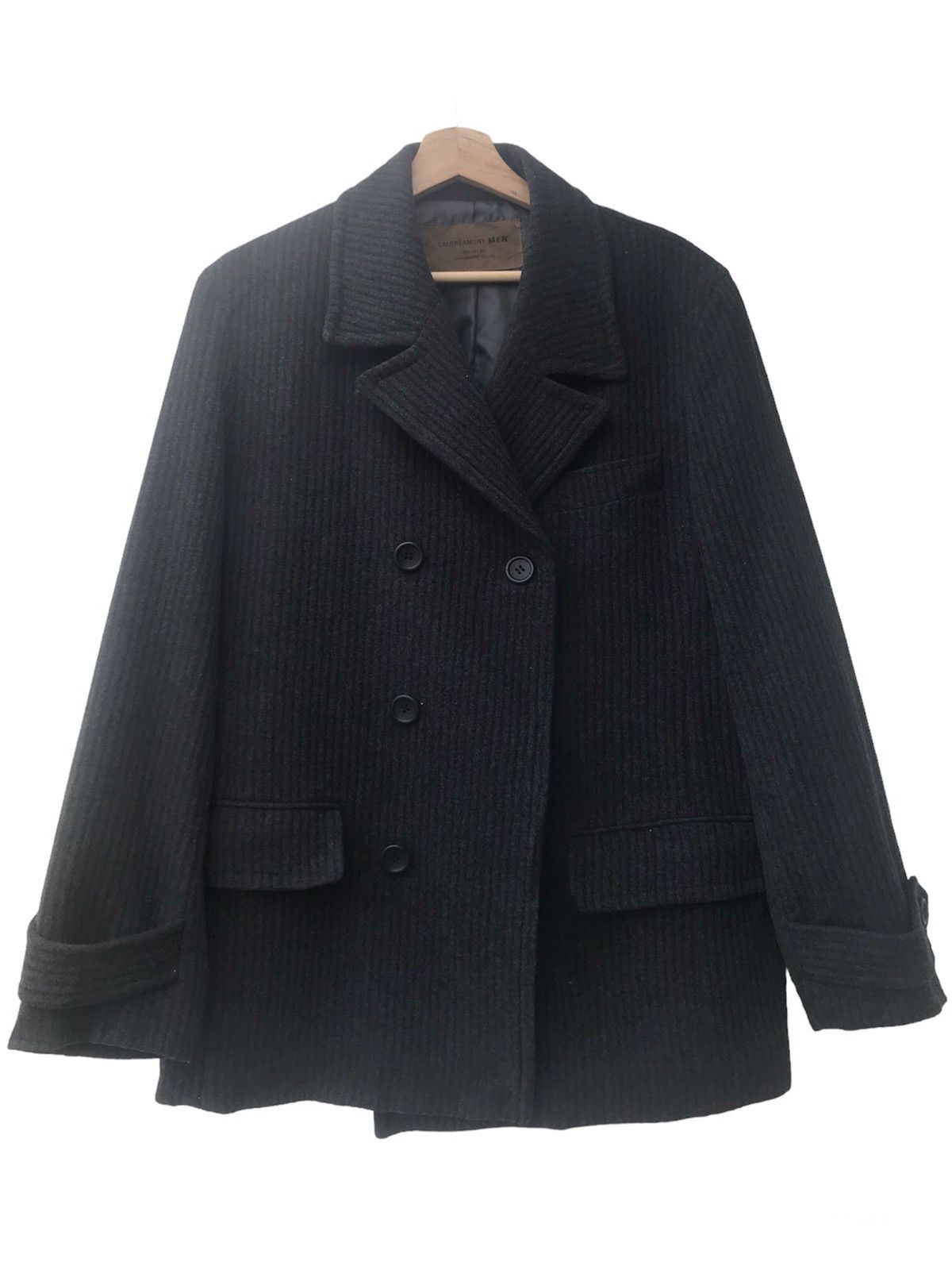 Japanese Brand Lautreamont Men Double Breasted Wool Coat Made in Japan Size US M / EU 48-50 / 2 - 2 Thumbnail