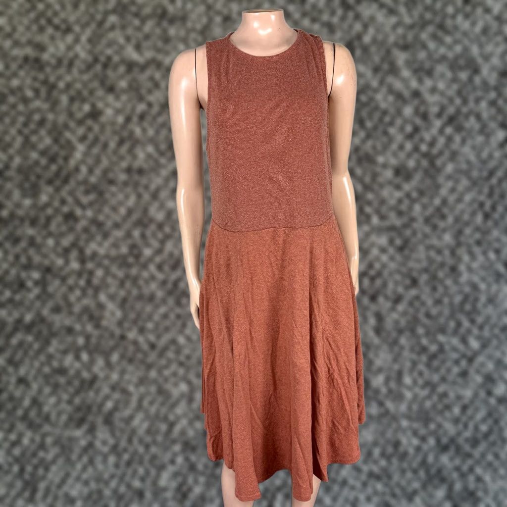 Prana prAna Dress L Casual Sleeveless Hemp A-Line Midi Crew Neck Brown Womens Size L / US 10 / IT 46 - 1 Thumbnail