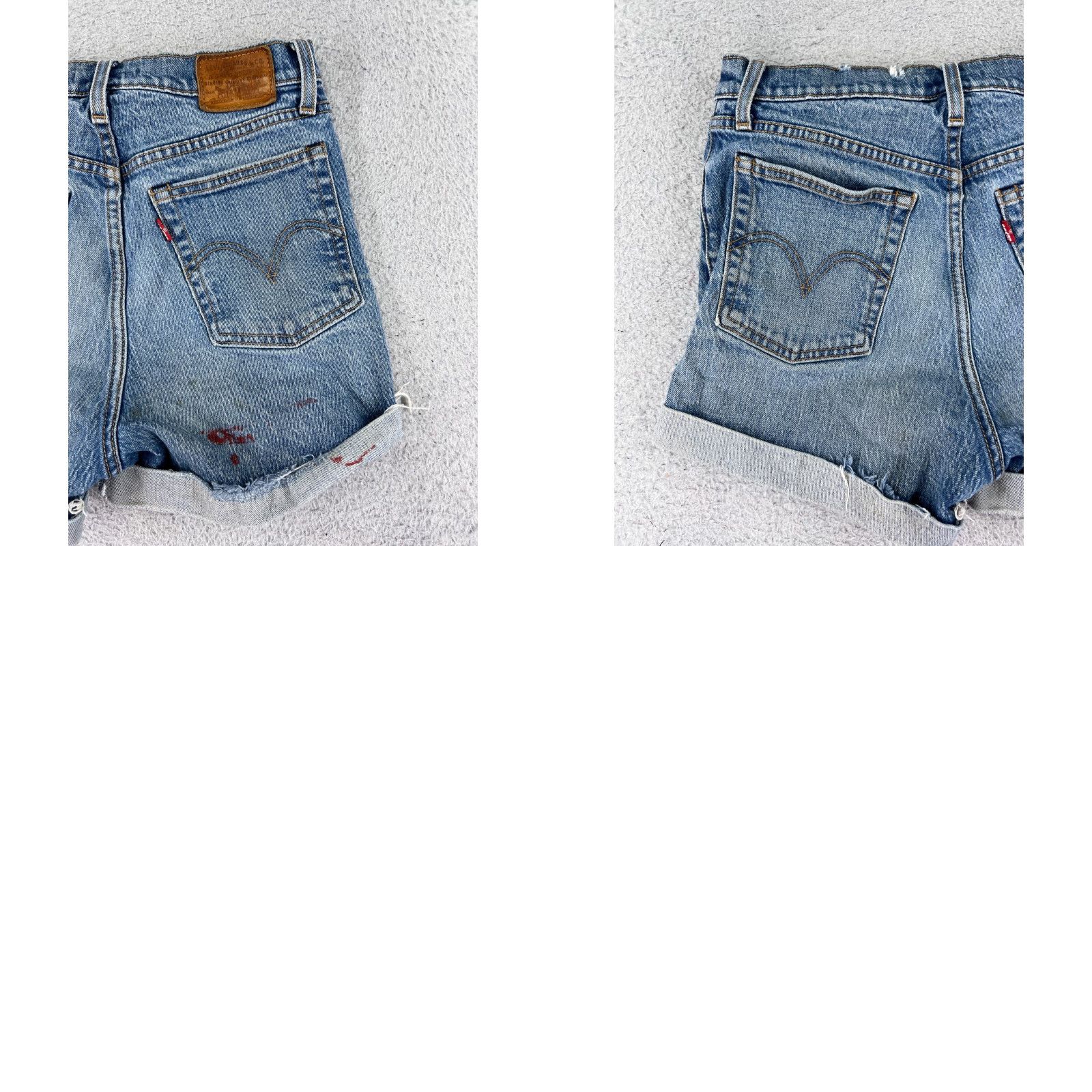 Levi's VINTAGE LEvis Shorts Womens 27 Blue Denim Jean Cutoff Premium Big E Button Wedgie 24x3 Size 27" / US 4 / IT 40 - 10 Thumbnail