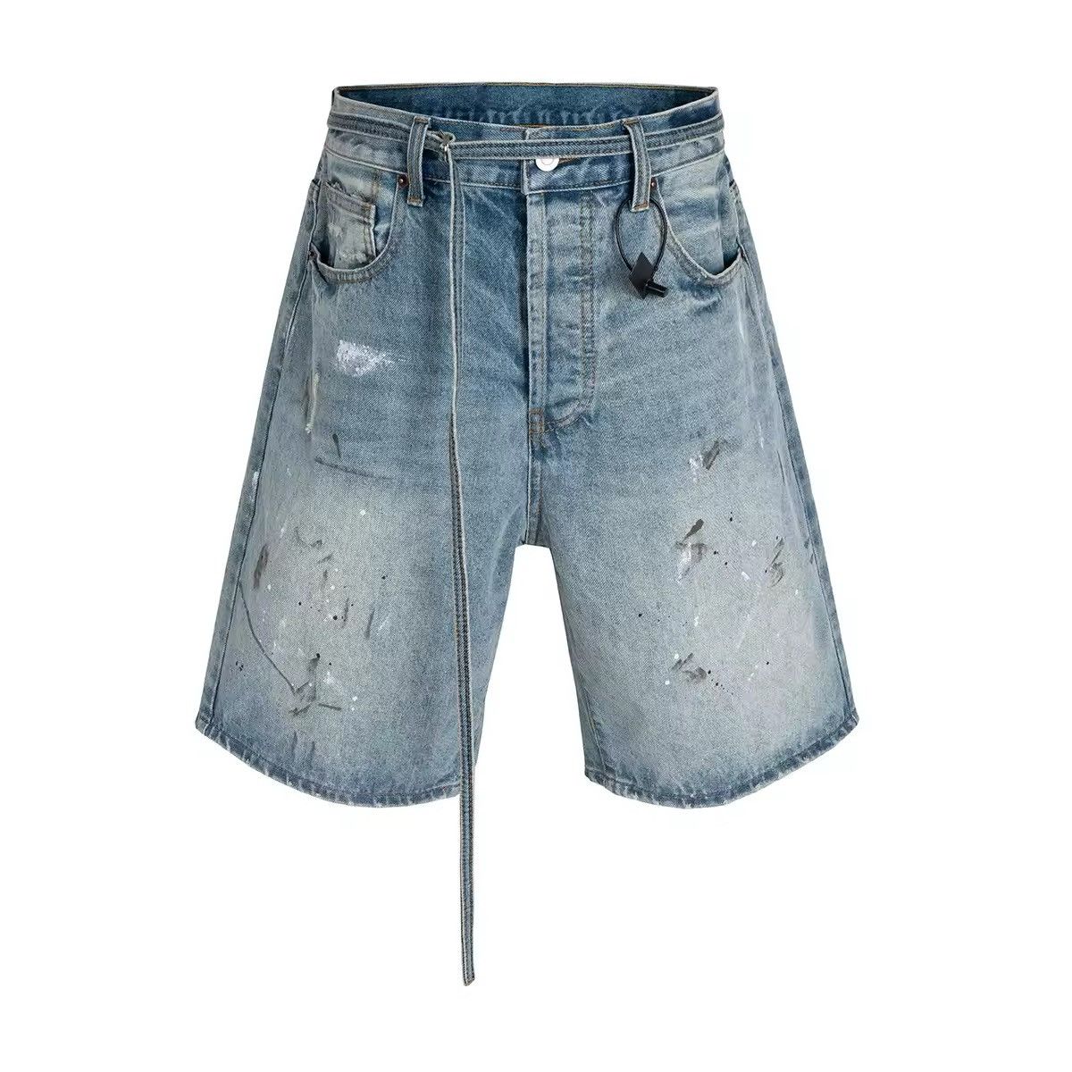 Japanese Brand × Vintage Ink Splashed Hand-painted Denim Shorts Size US 33 - 3 Thumbnail