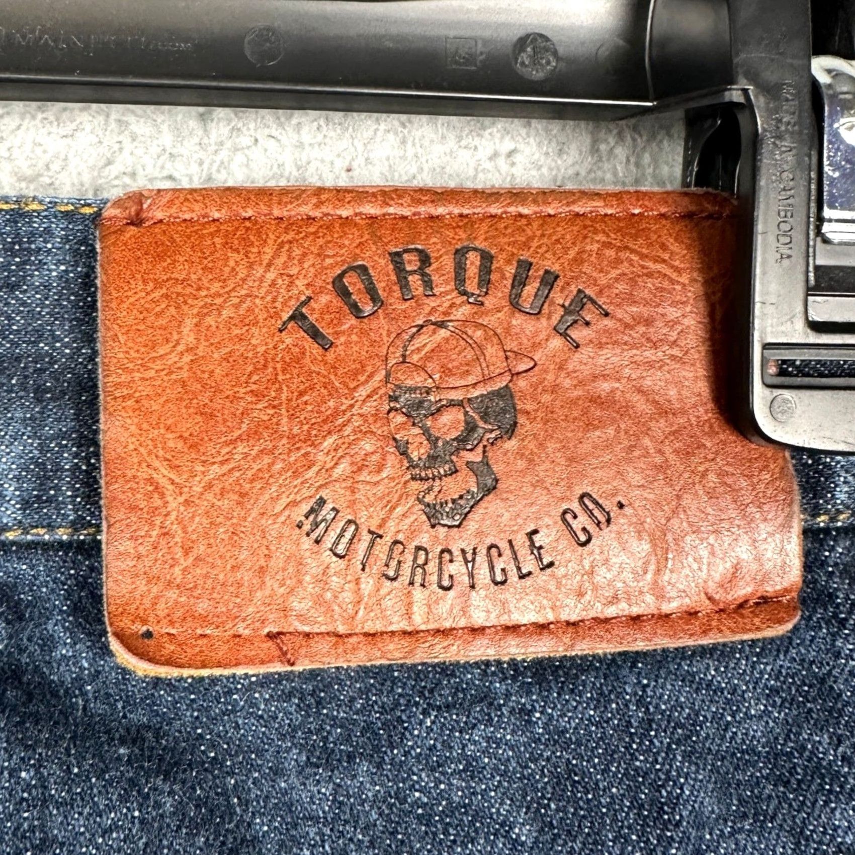 Vintage Torque Motorcycle Co. Mens Jeans Straight Blue Distressed 5 Pocket EUC Regular Inseam 28.5 Size US 32 / EU 48 - 6 Thumbnail