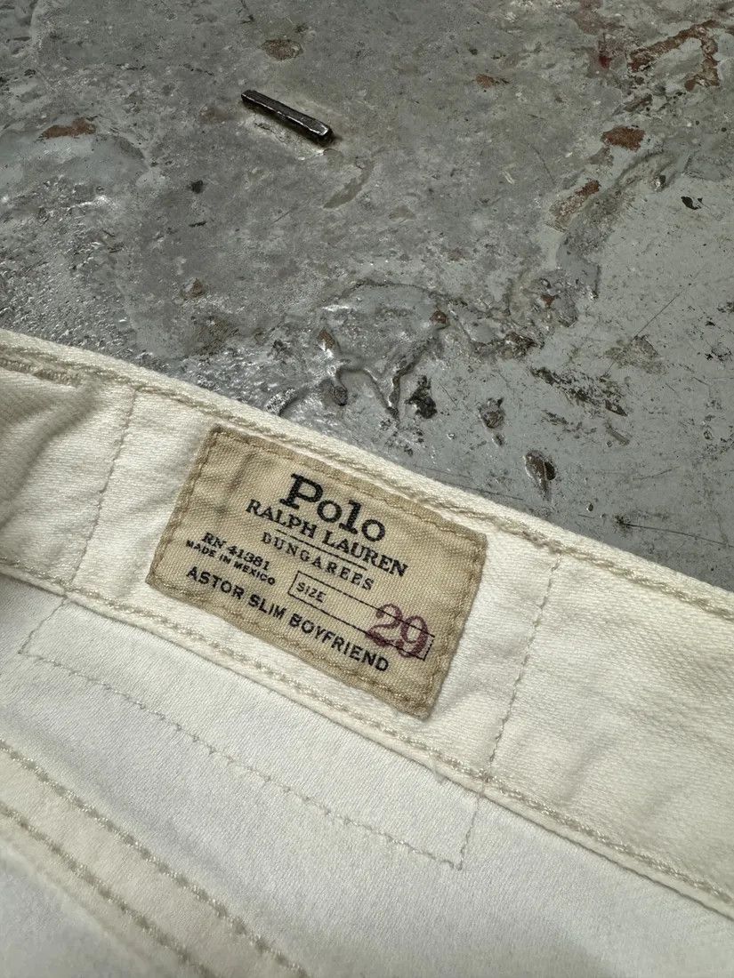 Designer × Polo Ralph Lauren × Vintage 2000s Ralph Lauren White Distressed Slim Denim Jeans Size US 32 / EU 48 - 8 Thumbnail
