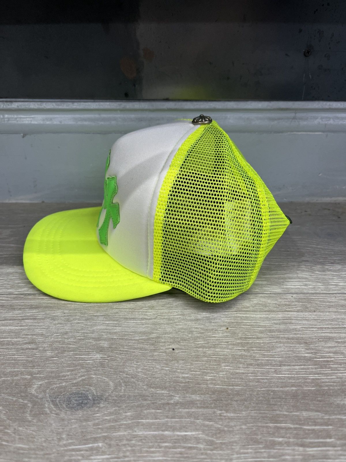 Chrome Hearts Chrome Hearts Triple Cross Trucker Hat Neon Lime Green Color Size ONE SIZE - 4 Thumbnail