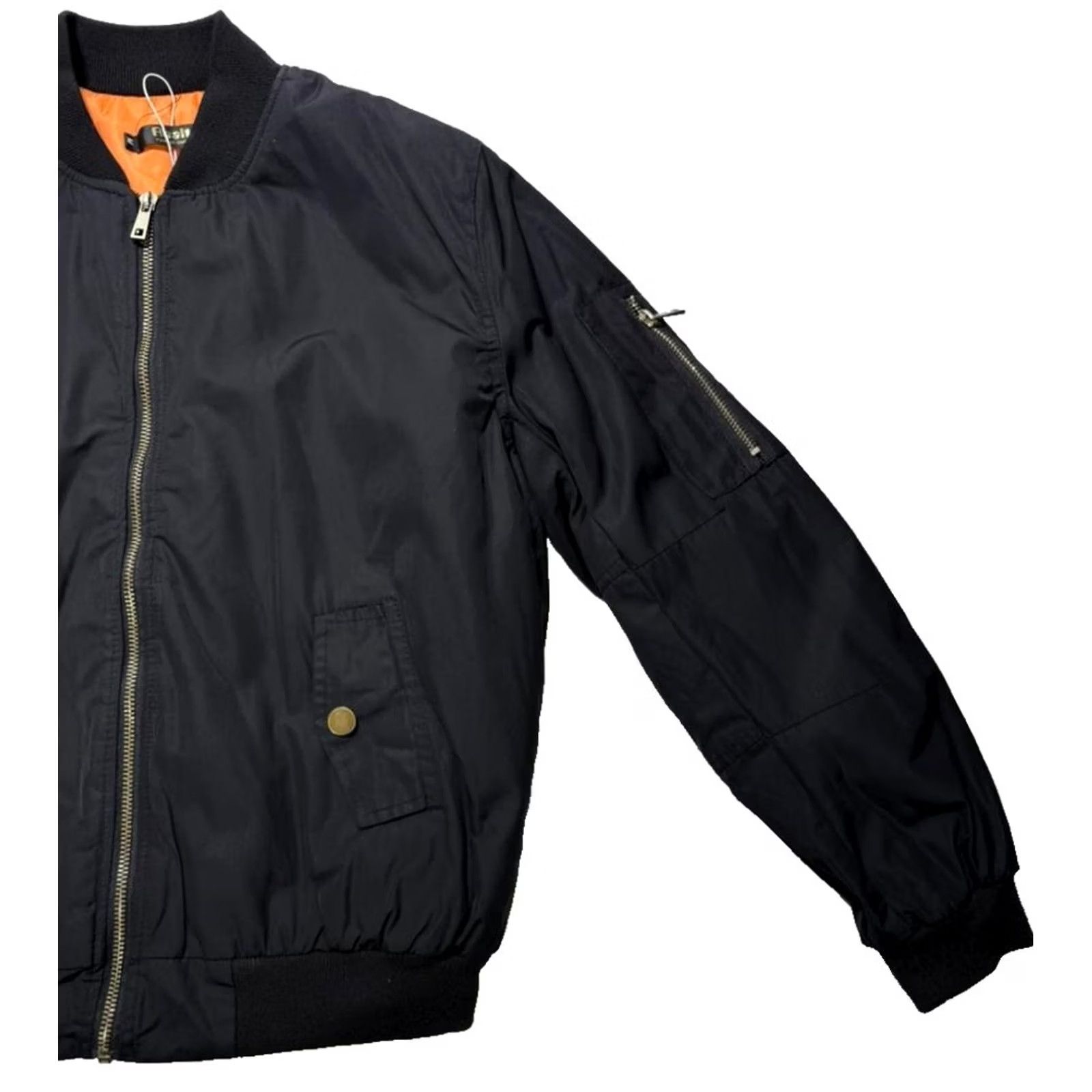 Vintage Realty Fashion Bomber Jacket M Black Polyester Full Zip Pockets - Winter Casual Mens Size US M / EU 48-50 / 2 - 4 Thumbnail
