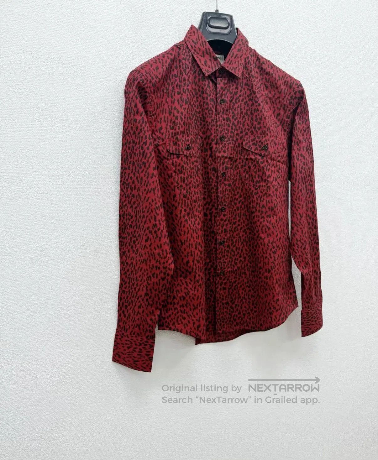 Saint Laurent Paris Red Leopard Print Long Sleeve Button. Size US XS / EU 42 / 0 - 2 Thumbnail