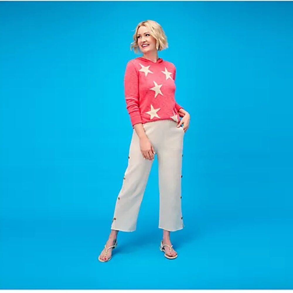 Other New Belle by Kim Gravel Summer Stars Slub Coral Sweater Hoo Size S / US 4 / IT 40 - 2 Thumbnail