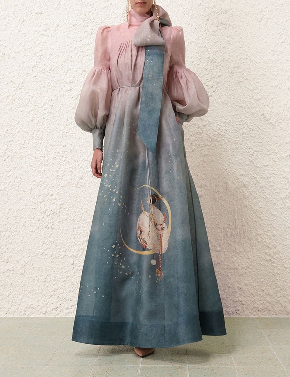 Zimmermann oc11z0825 Eden Tie Neck Gown in Multicolor Size L / US 10 / IT 46 - 2 Thumbnail