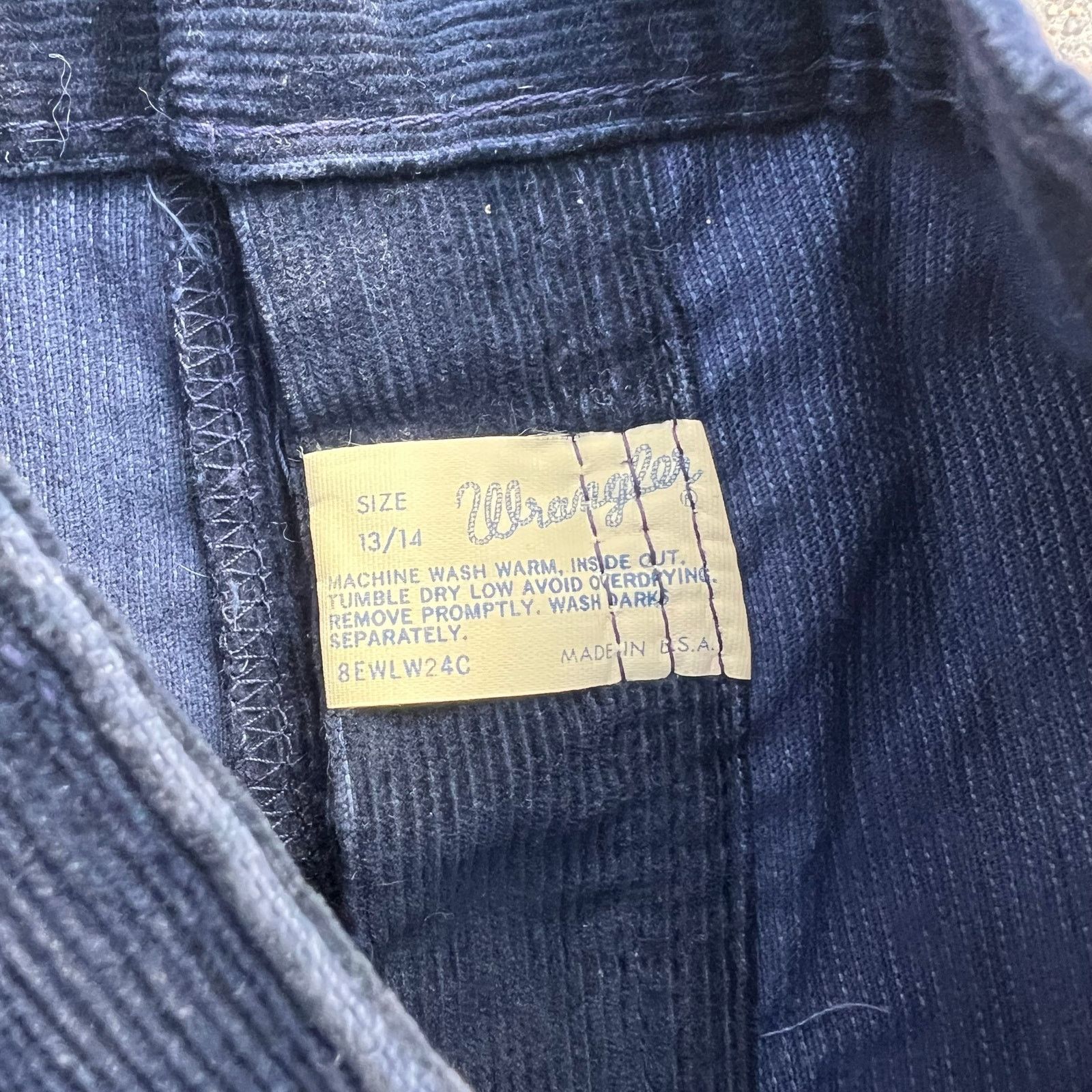 70s Wrangler navy blue corduroy Pants 13/14 LONG INSEAM!