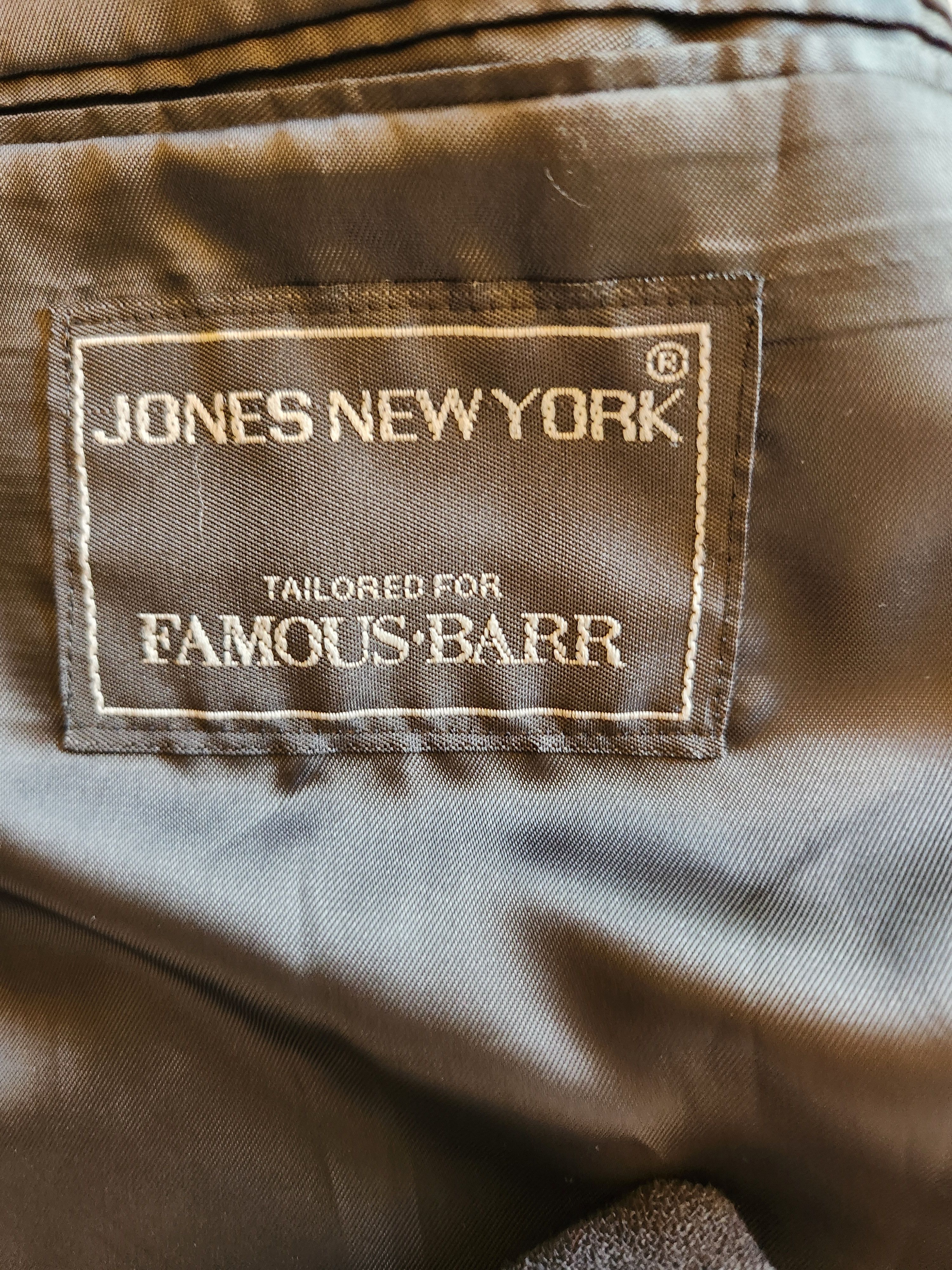 Jones New York 100% Wool Double Breast Gray Pinstripe Blazer Size 42L - 3 Thumbnail