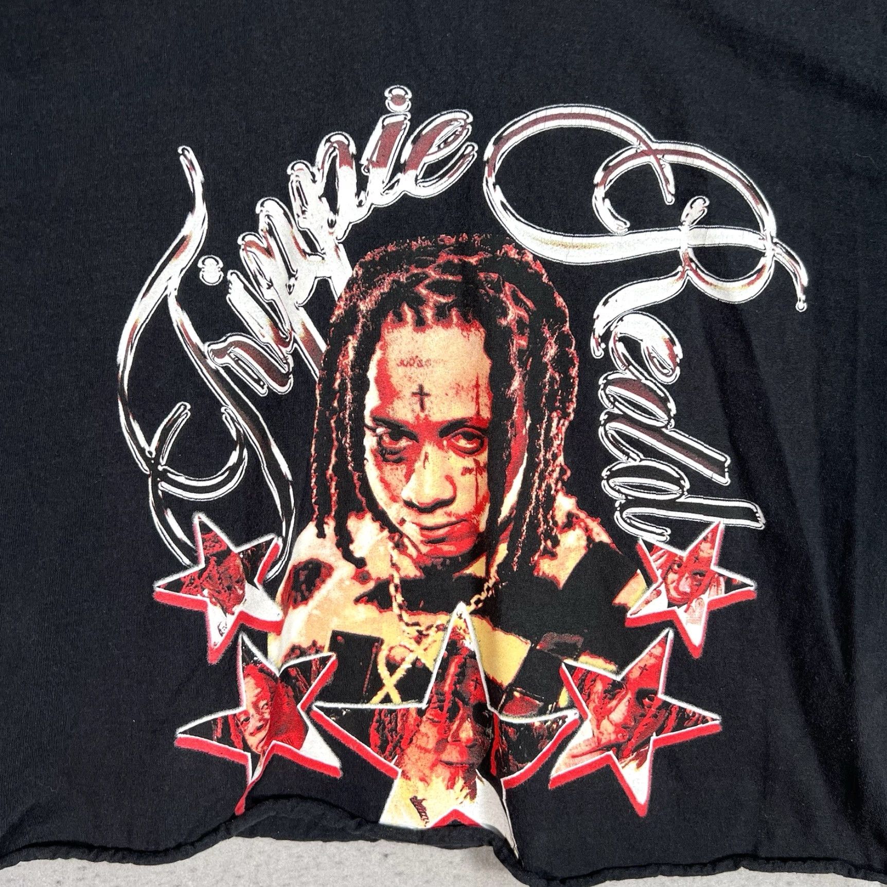Vintage VINTAGE Trippie Redd Rapper Rap Tee T Shirt Womens Large Black Cropped Shirt Womens Large Black Trippie Redd Cropped Tee Size L / US 10 / IT 46 - 2 Thumbnail
