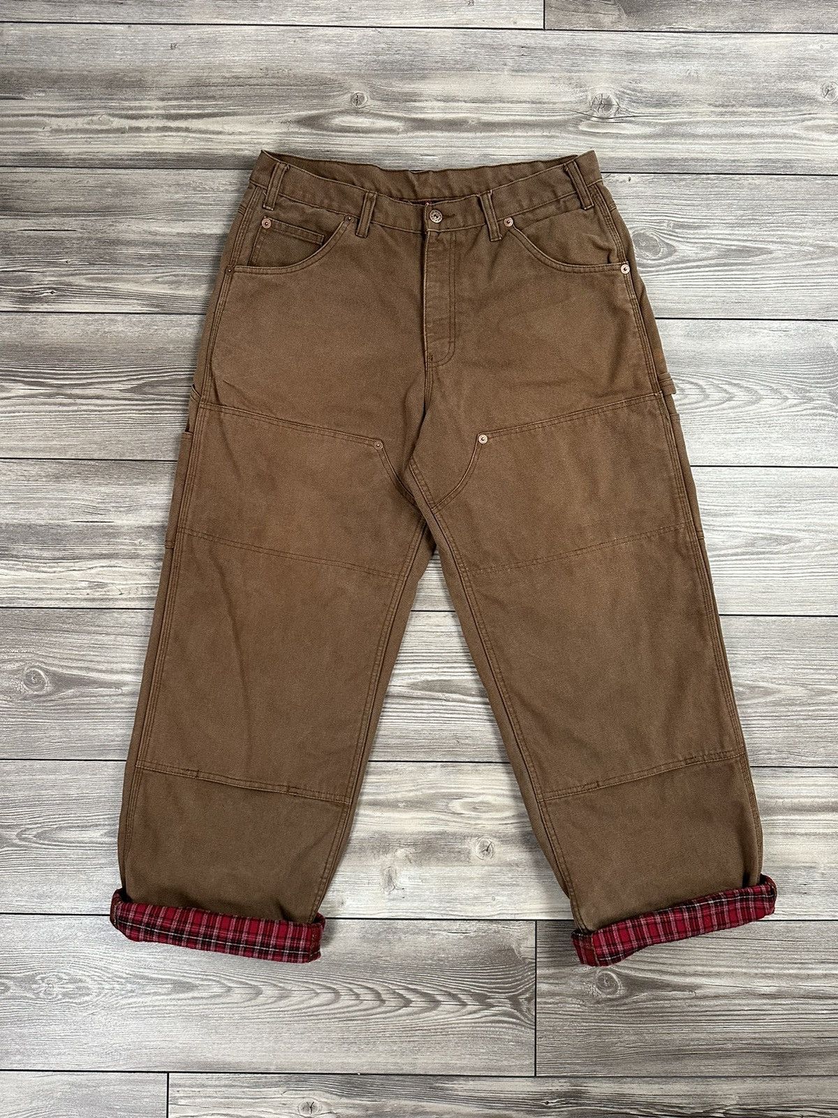 Dickies Vintage Dickies Double Knee Flannel Lined Carpenter Pants Size US 35 - 2 Thumbnail