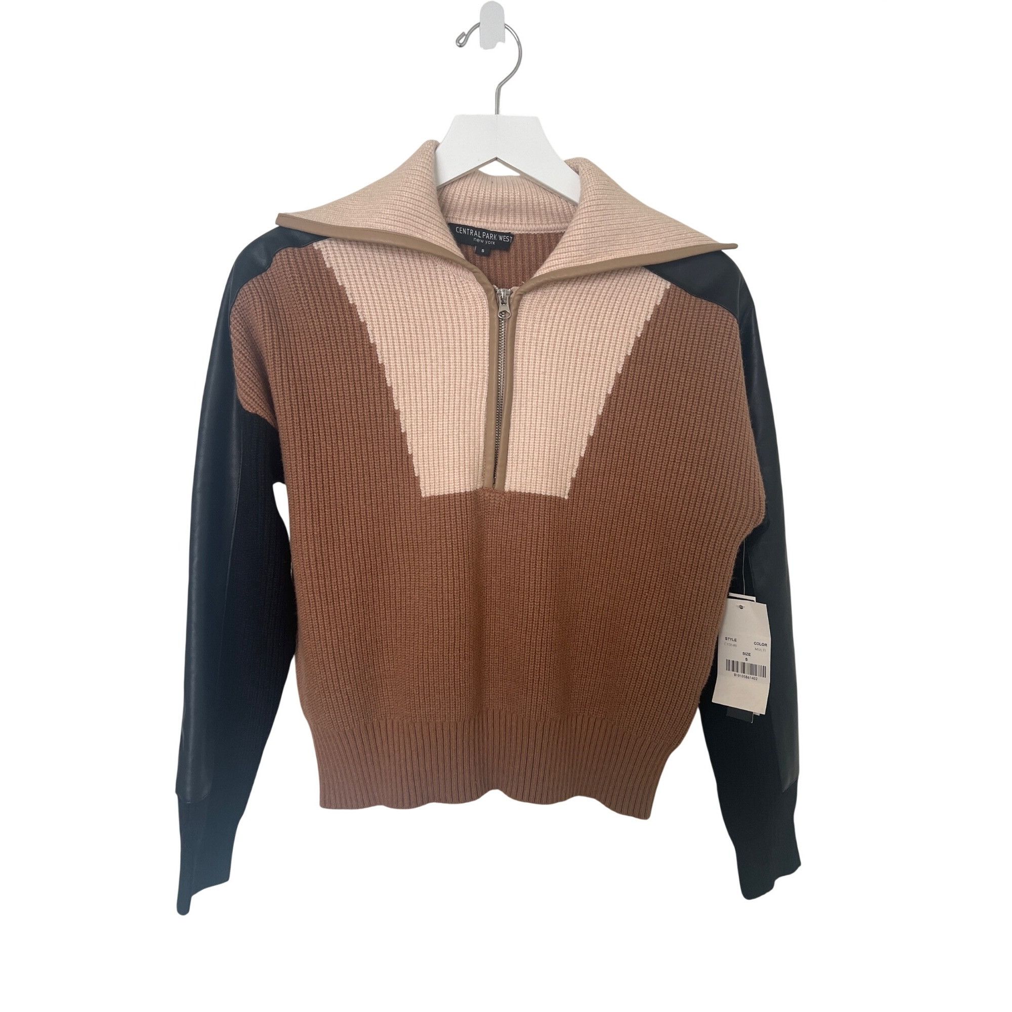Central Park West Central Park West Colorblock Ribbed Half-Zip Sweater Size S / US 4 / IT 40 - 7 Thumbnail