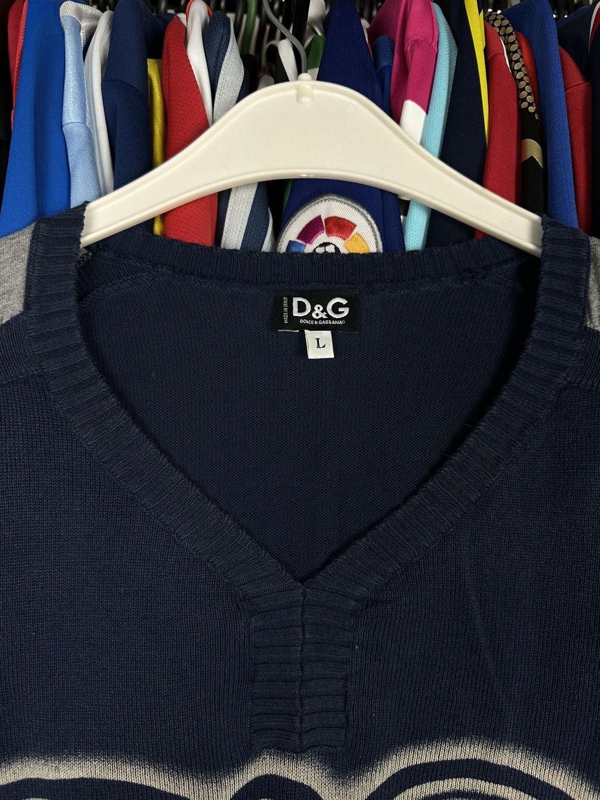 Dolce & Gabbana Dolce & Gabbana Logo Knit Sweater Navy Size L Vintage D&G Size US L / EU 52-54 / 3 - 2 Thumbnail