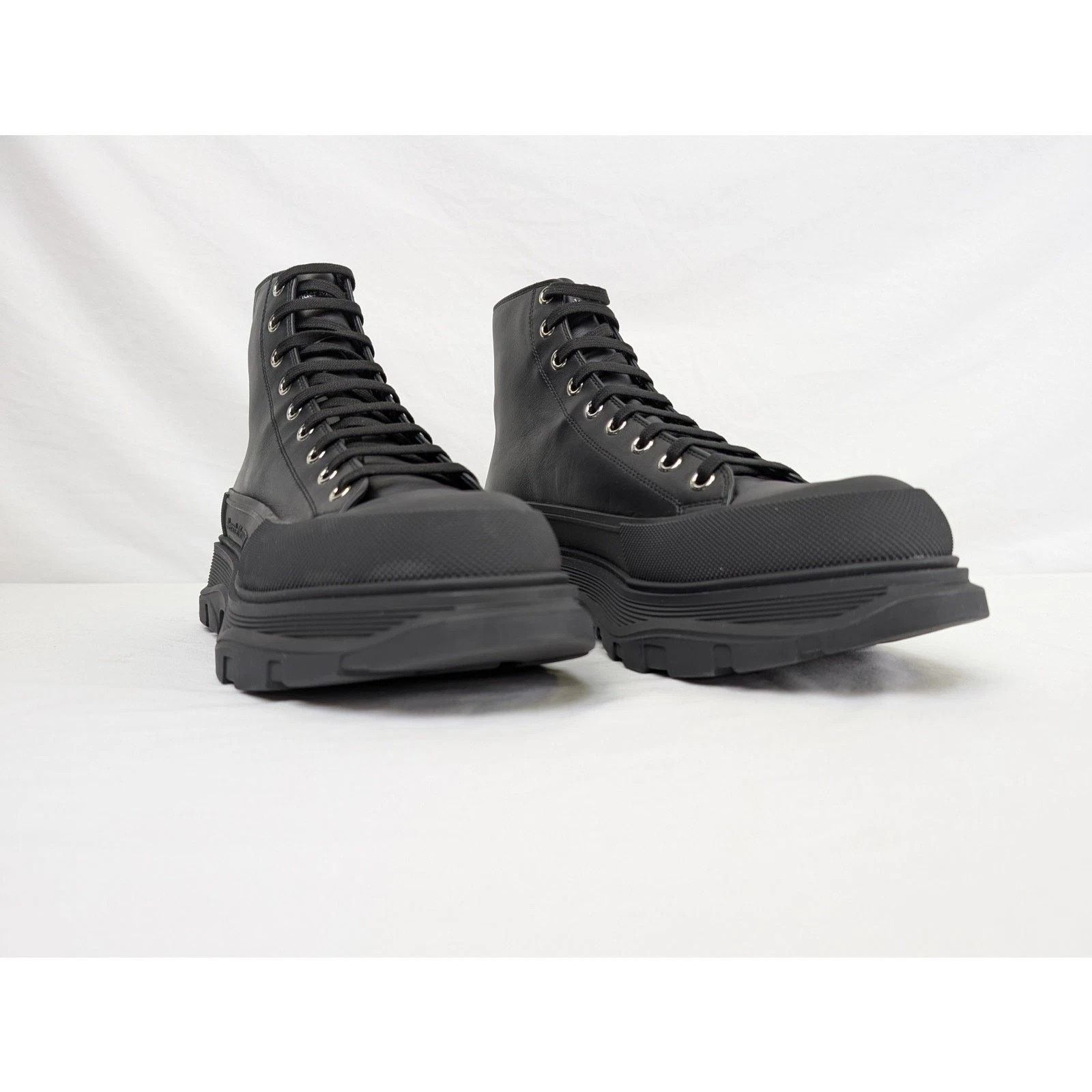 Alexander McQueen o1rshd1 Pelle S.Gomma Boots in Black/Silver Size US 13 / EU 46 - 4 Thumbnail