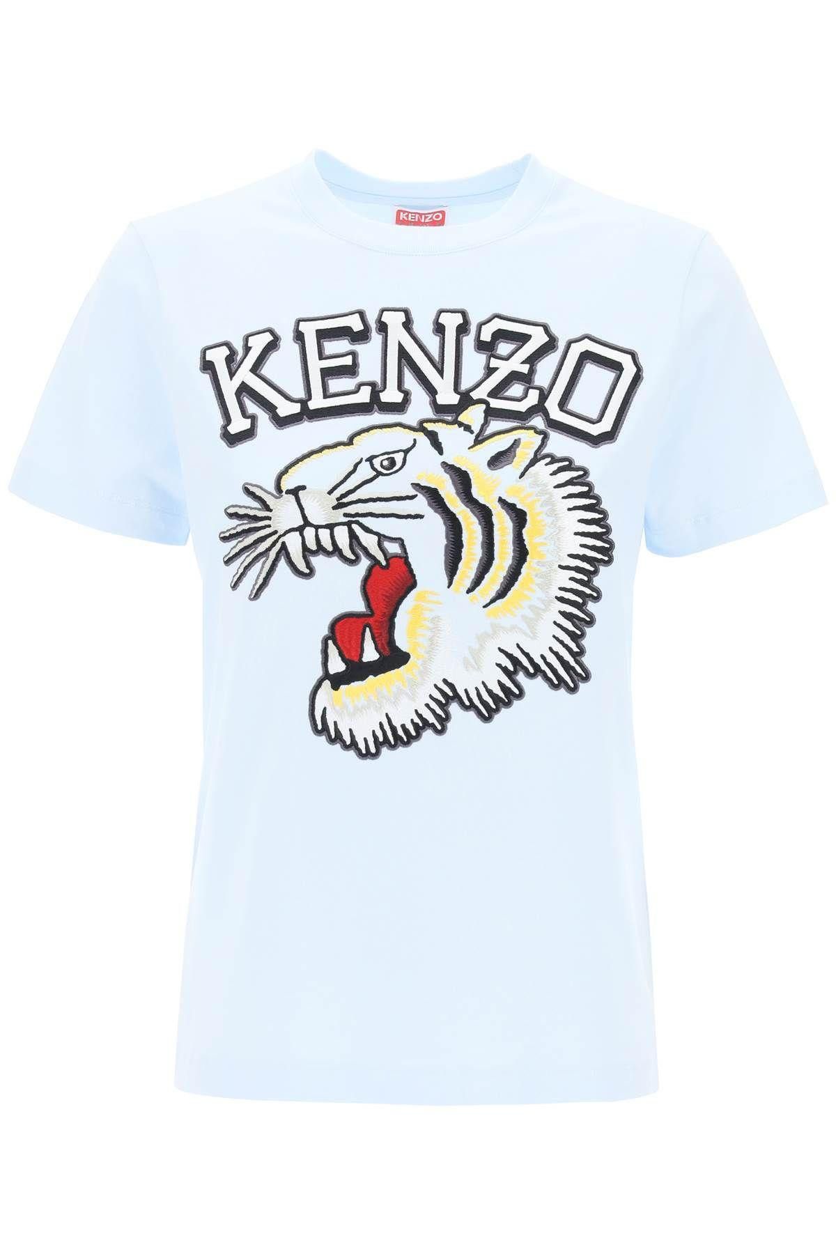 image of Kenzo Tiger Varsity Crew-Neck T-Shirt Size S For Women in Light Blue