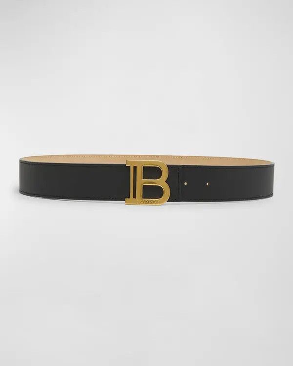 Balmain o1s1wg111225 Size:OS/Monogram Buckled Leather Bbelt in Black Size ONE SIZE - 1 Thumbnail