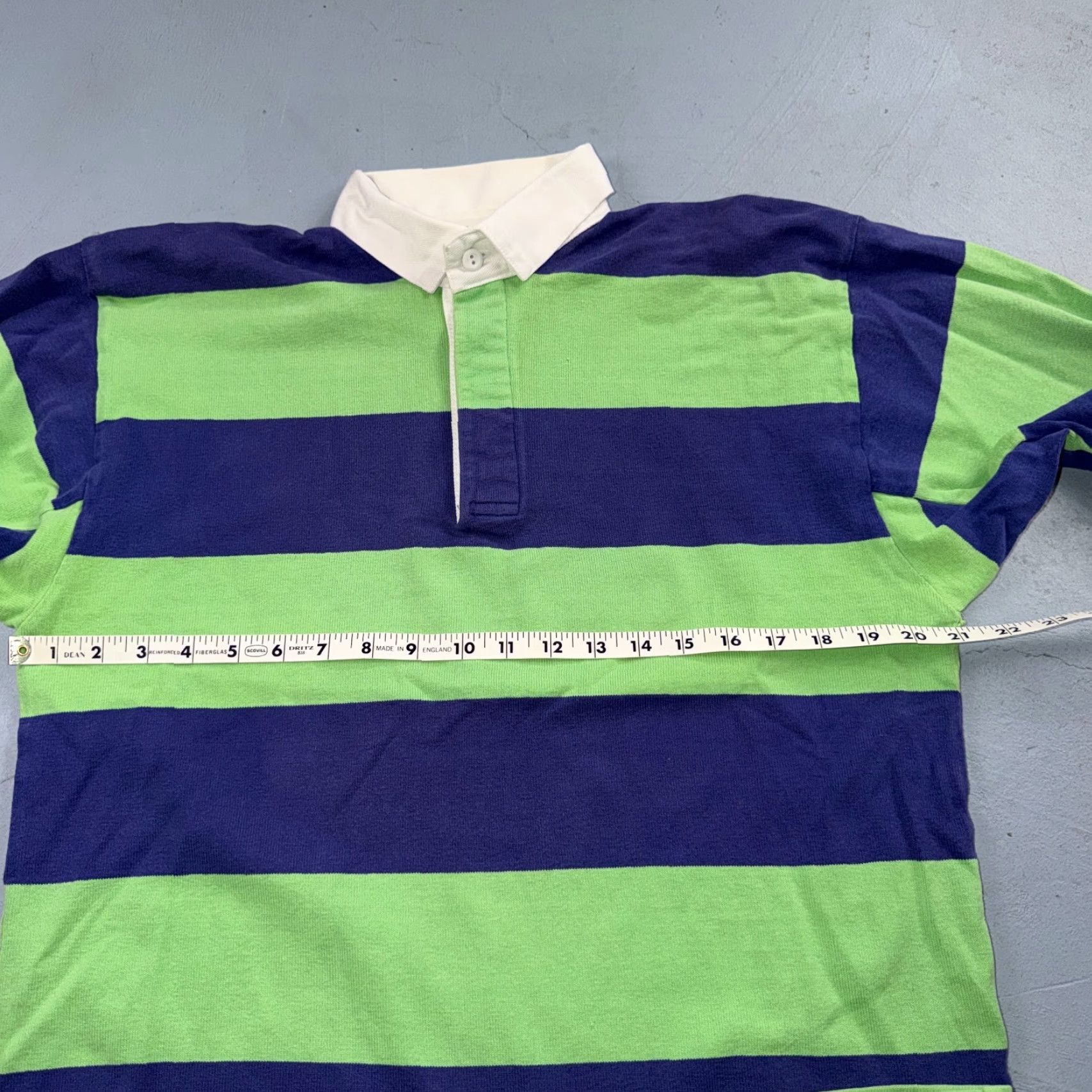 Lands' End VTG Lands End Rugby Shirt Mens M Heavy Cotton Polo Stripe Blue Green USA 80s 90s Size US M / EU 48-50 / 2 - 7 Thumbnail