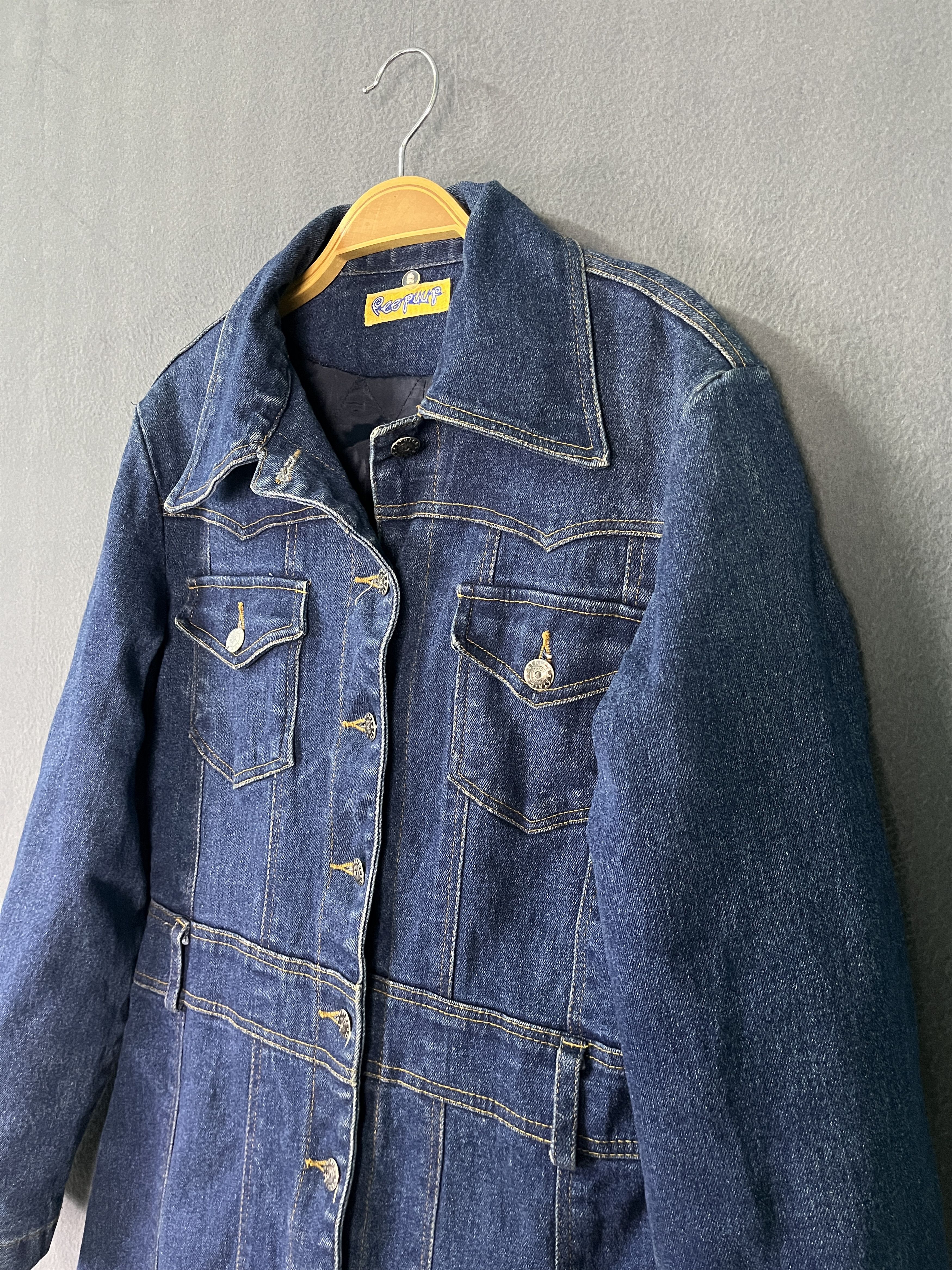 Japanese Brand Denim Mini Dress Jeans Coat Long Trucker Style Jacket Size M / US 6-8 / IT 42-44 - 5 Thumbnail
