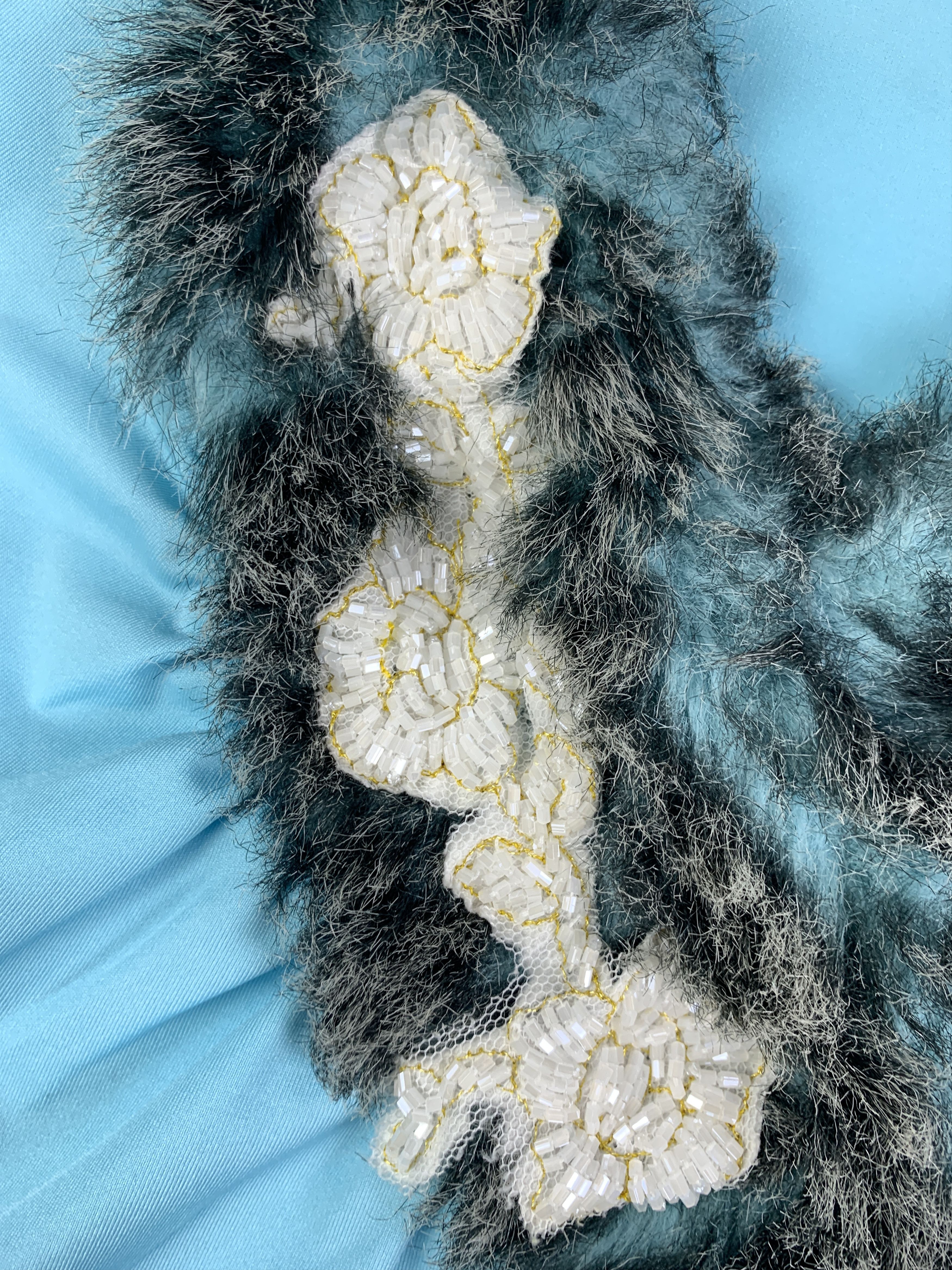 Japanese Brand Baby Blue Faux Fur Asymmetrical Elastane Top (S to M) Size S / US 4 / IT 40 - 4 Thumbnail